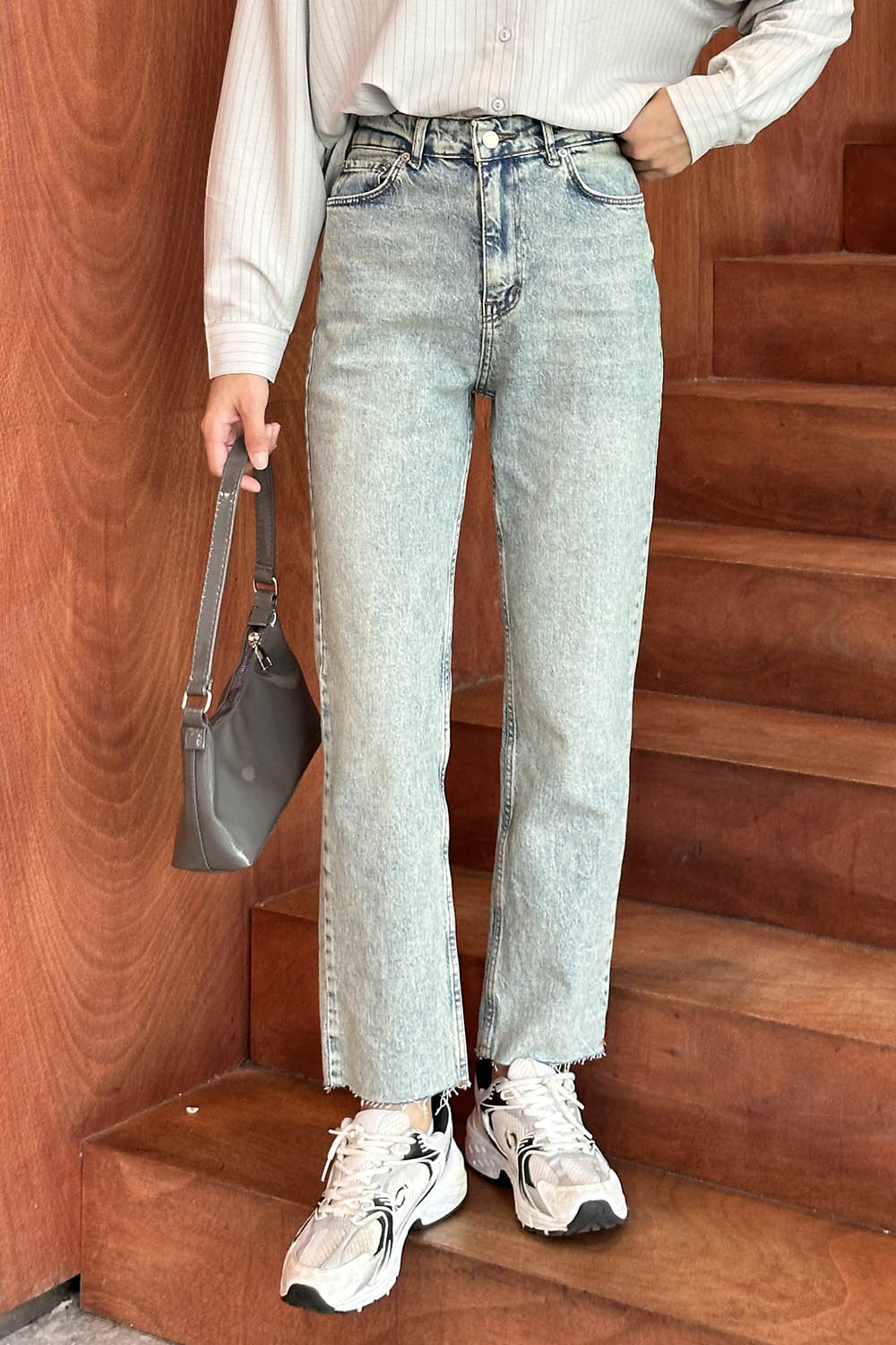 Blue-1 Denim Normal Waist Denim Pants