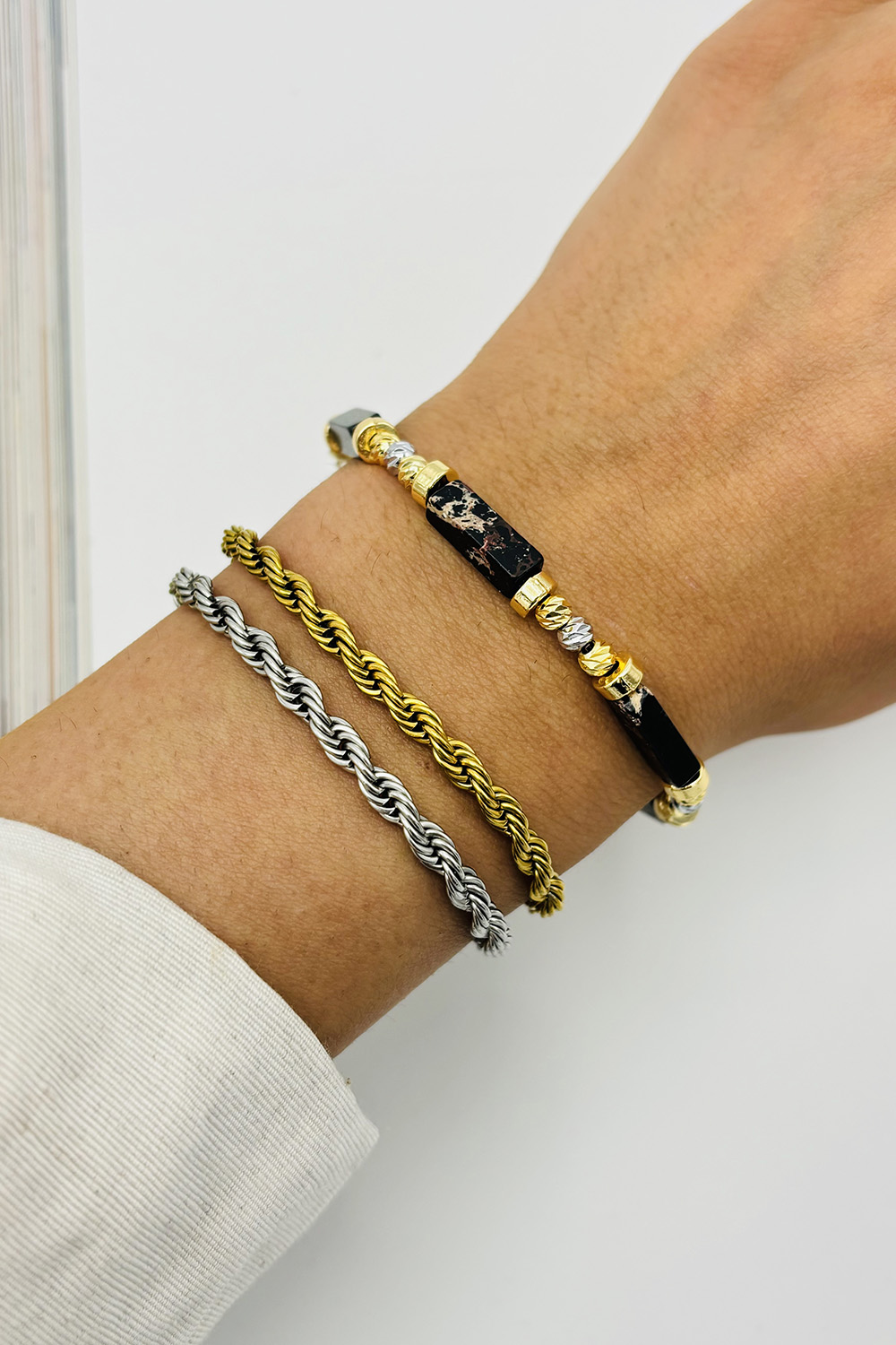 Lamelif Doğal Taş Kararmaz Siyah Kuvars Bileklik