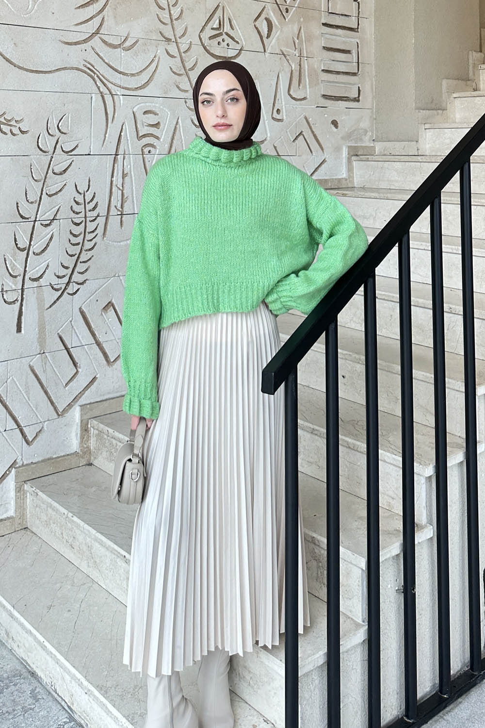 Lamelif Crop Kazak Neon Yeşili