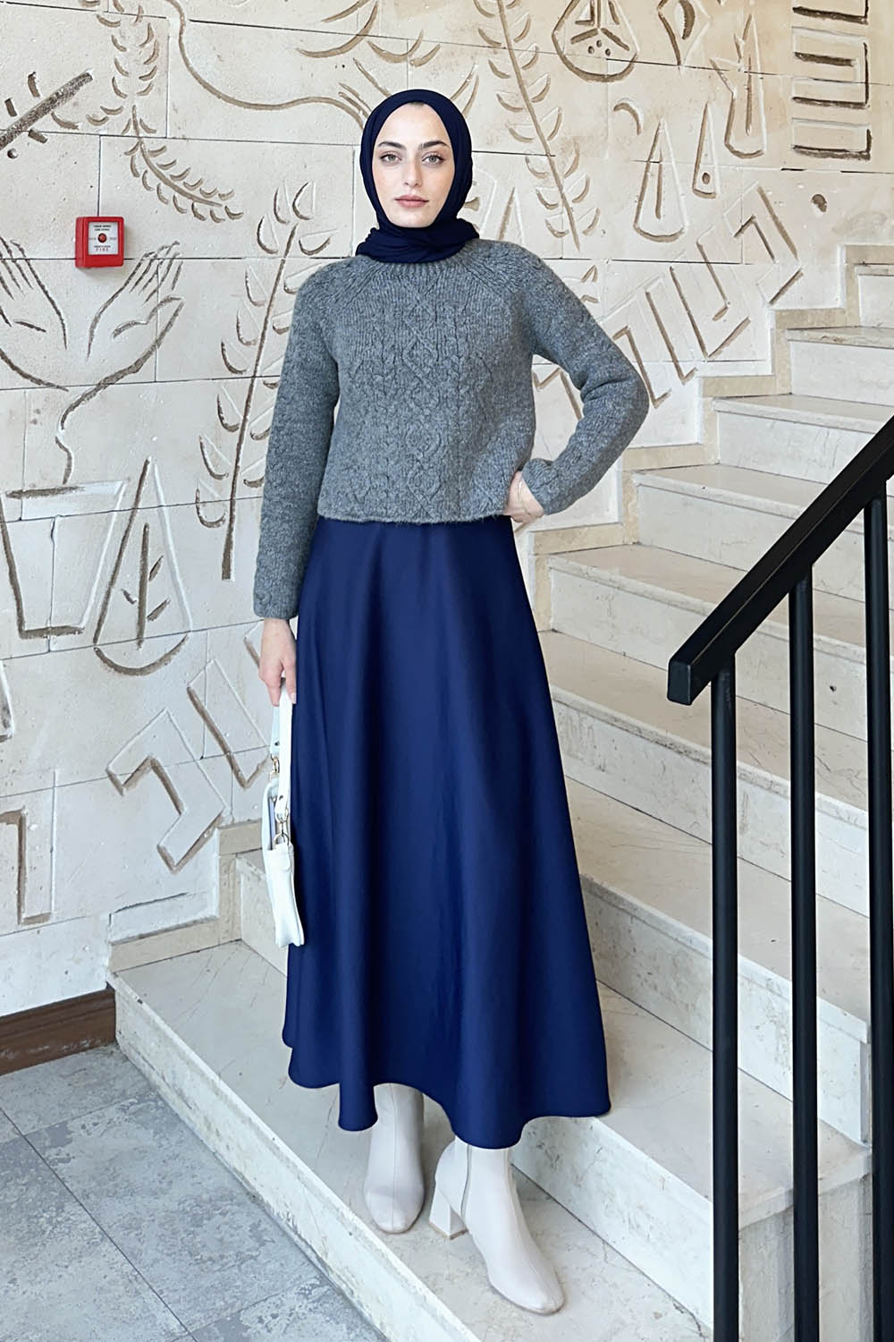 Lamelif Örgülü Kazak Antrasit