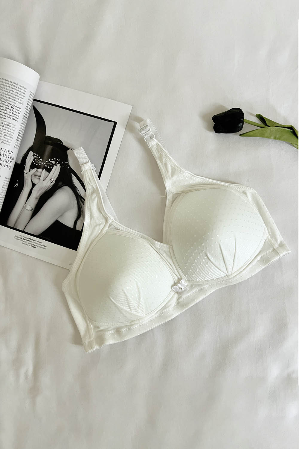 White Cotton Without Underwire Unsupport Bralet