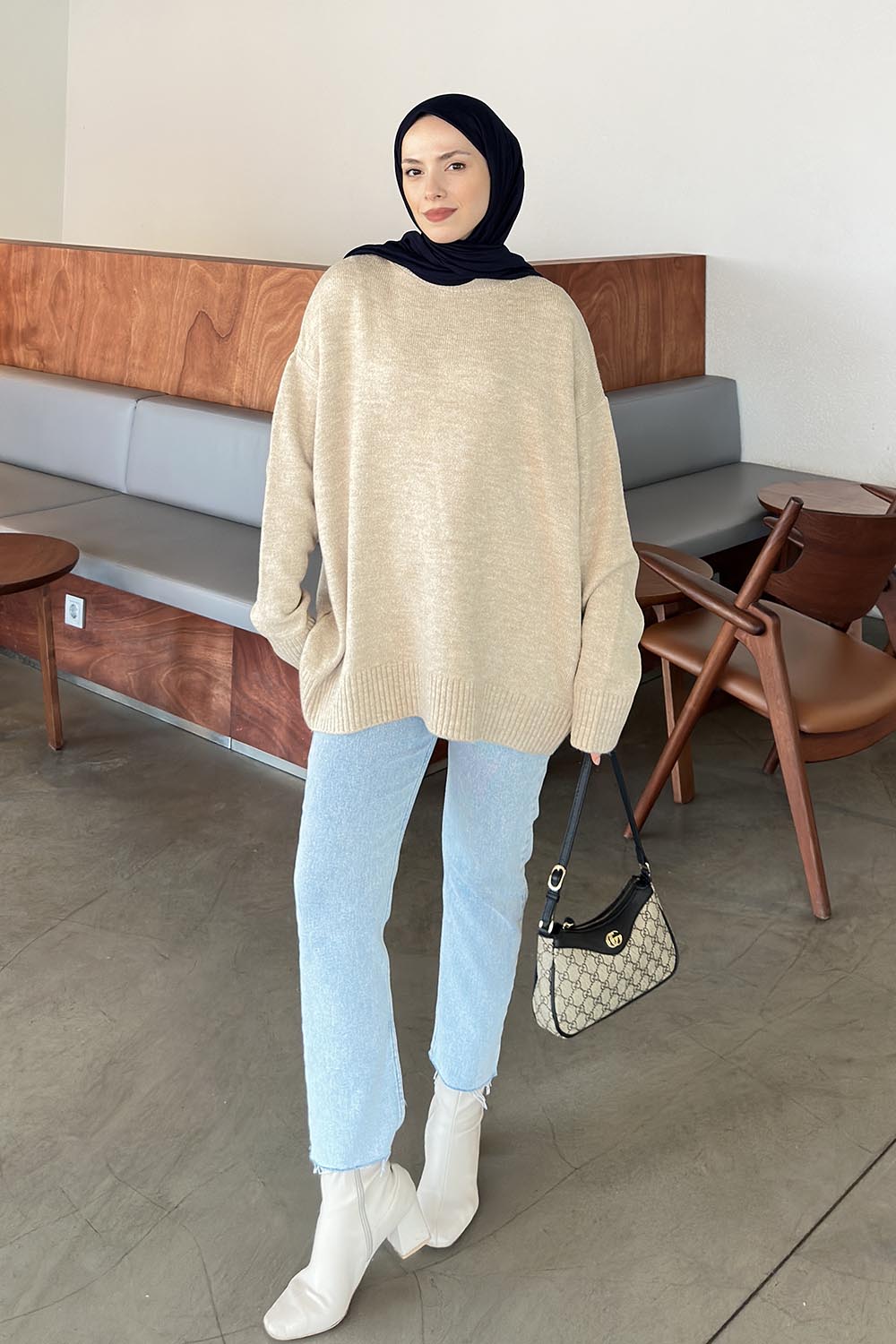 Lamelif Salaş Dokulu Kazak Bej