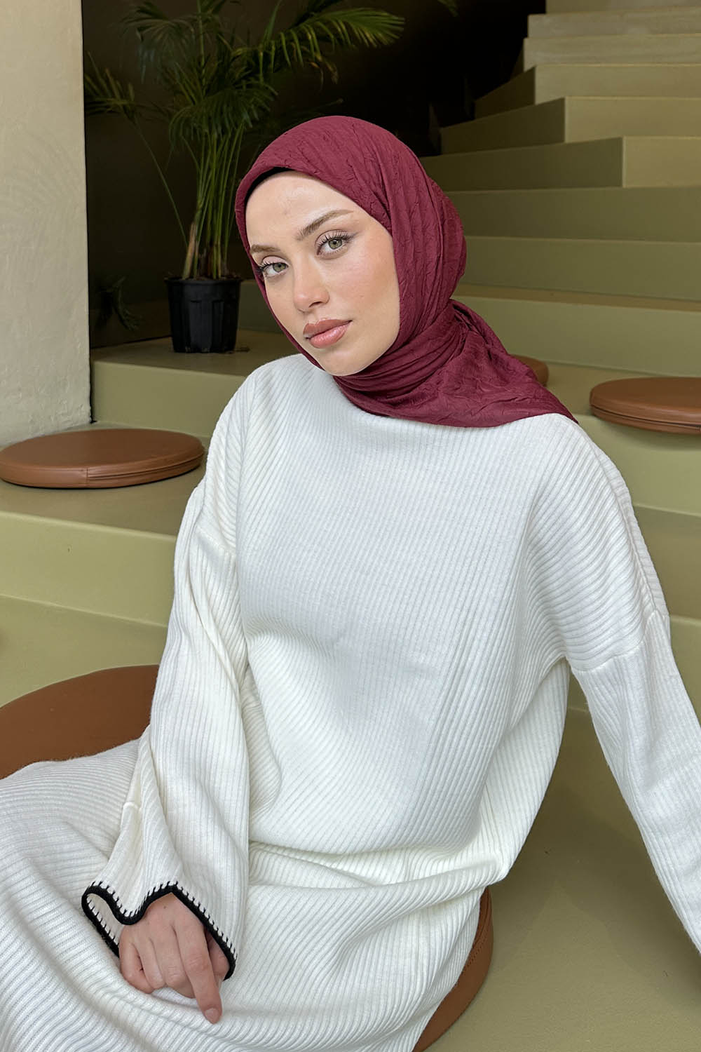 Lamelif Bambu Eşarp Acı Bordo