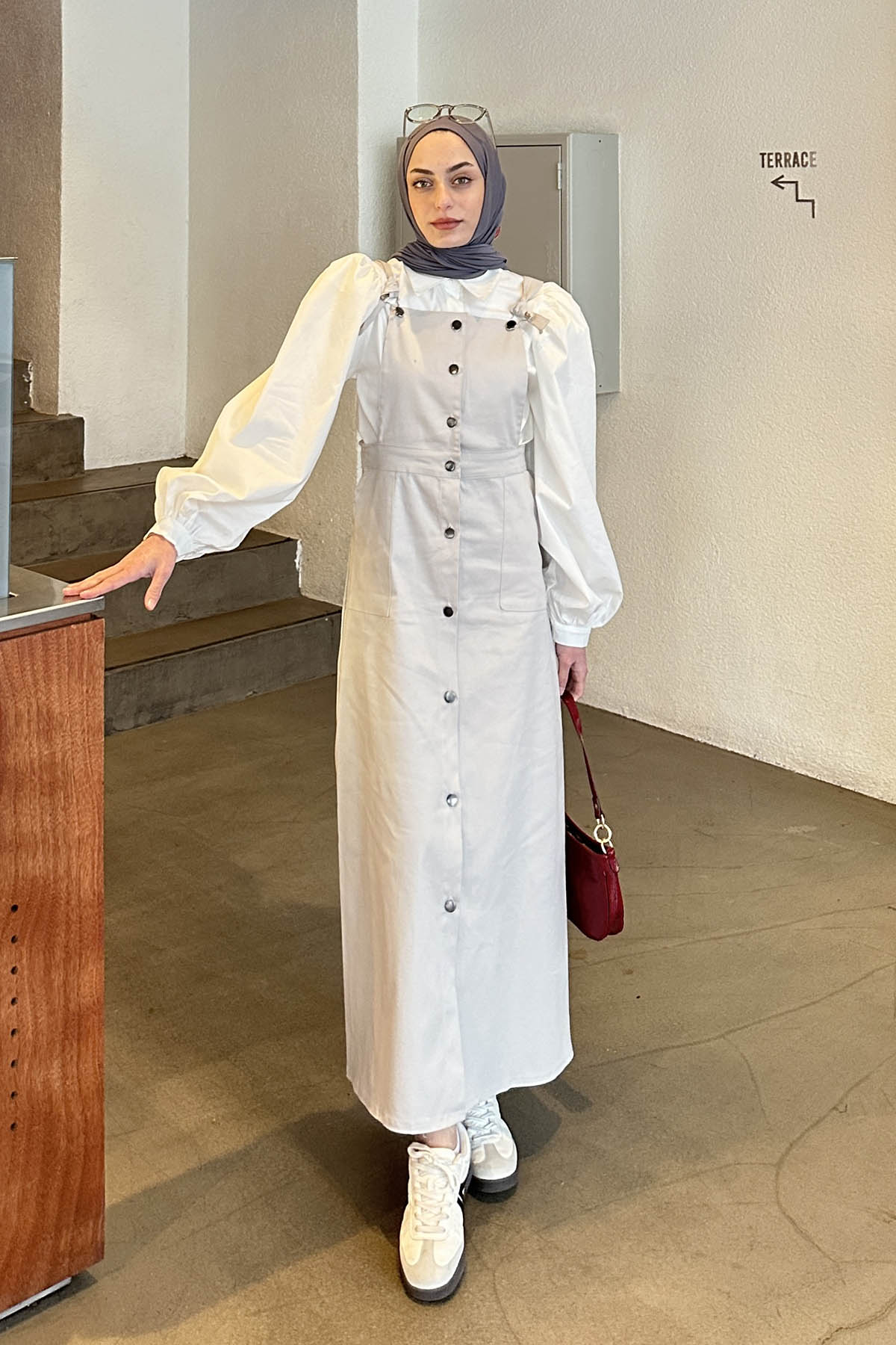 Gray Normal Neck Gabardin Dresess