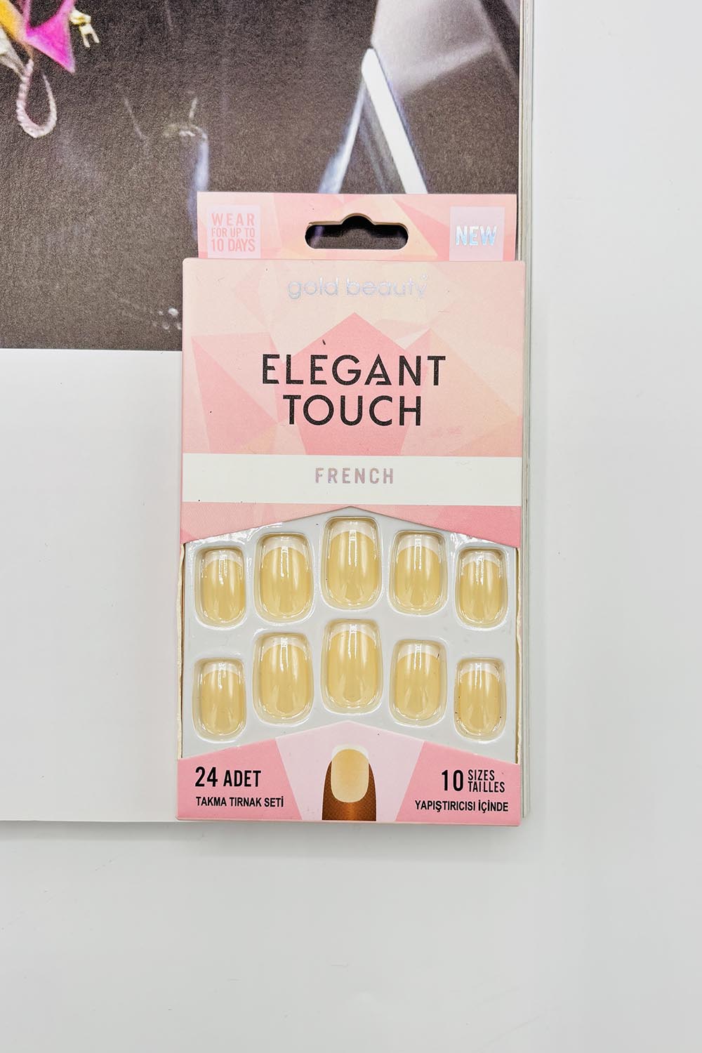 Lamelif Gold Beauty French Takma Tırnak 24 lü Kemik