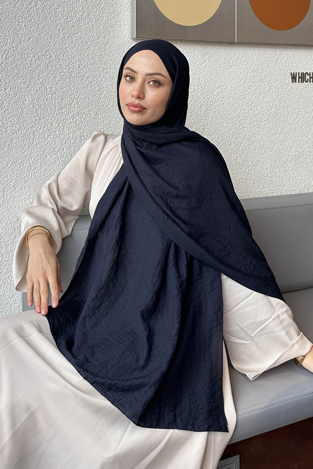 Lamelif Comfort Pamuk Şal Lacivert