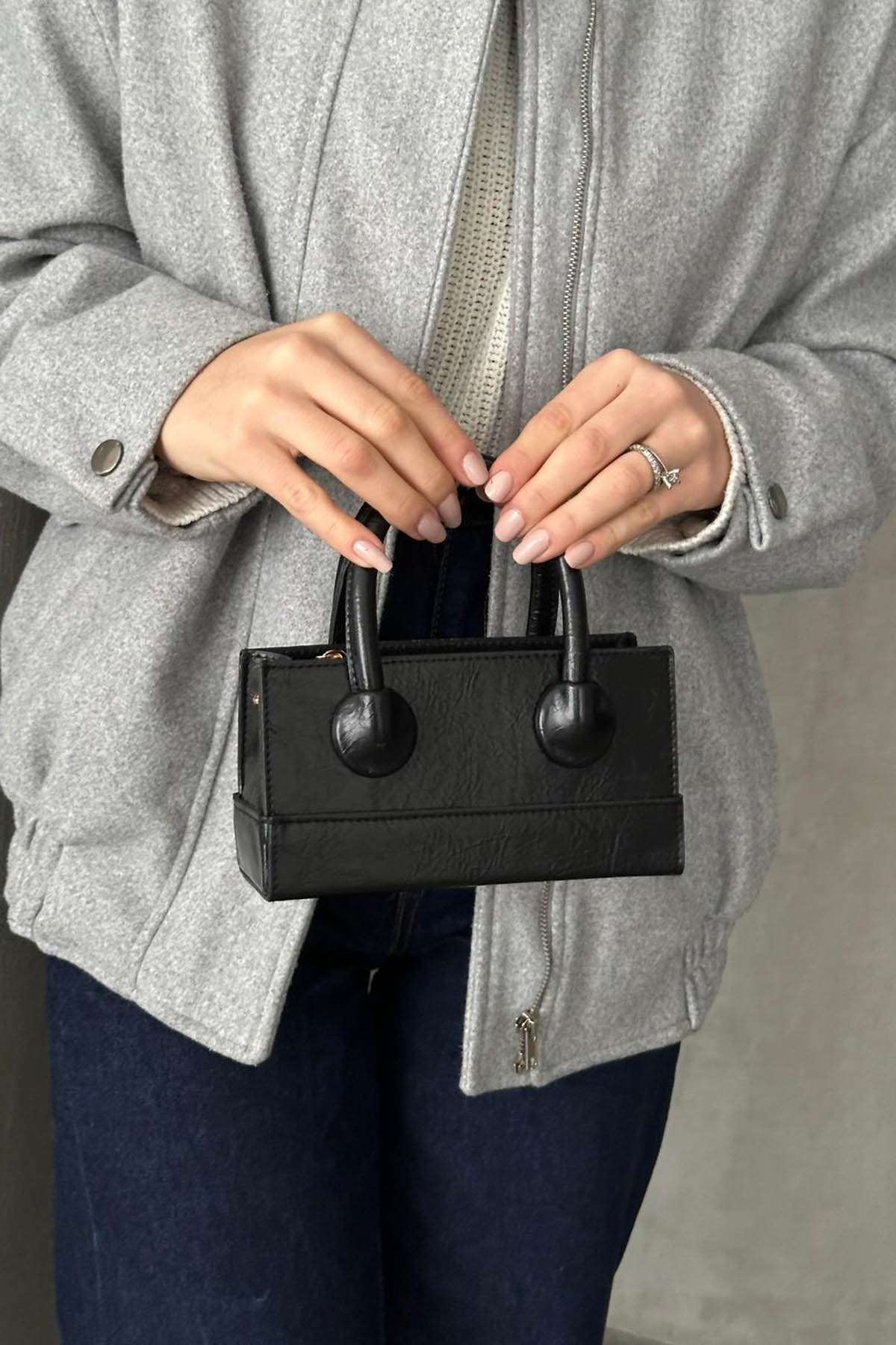 Lamelif Minnie Model Deri Kadın El Ve Omuz Çantası Siyah