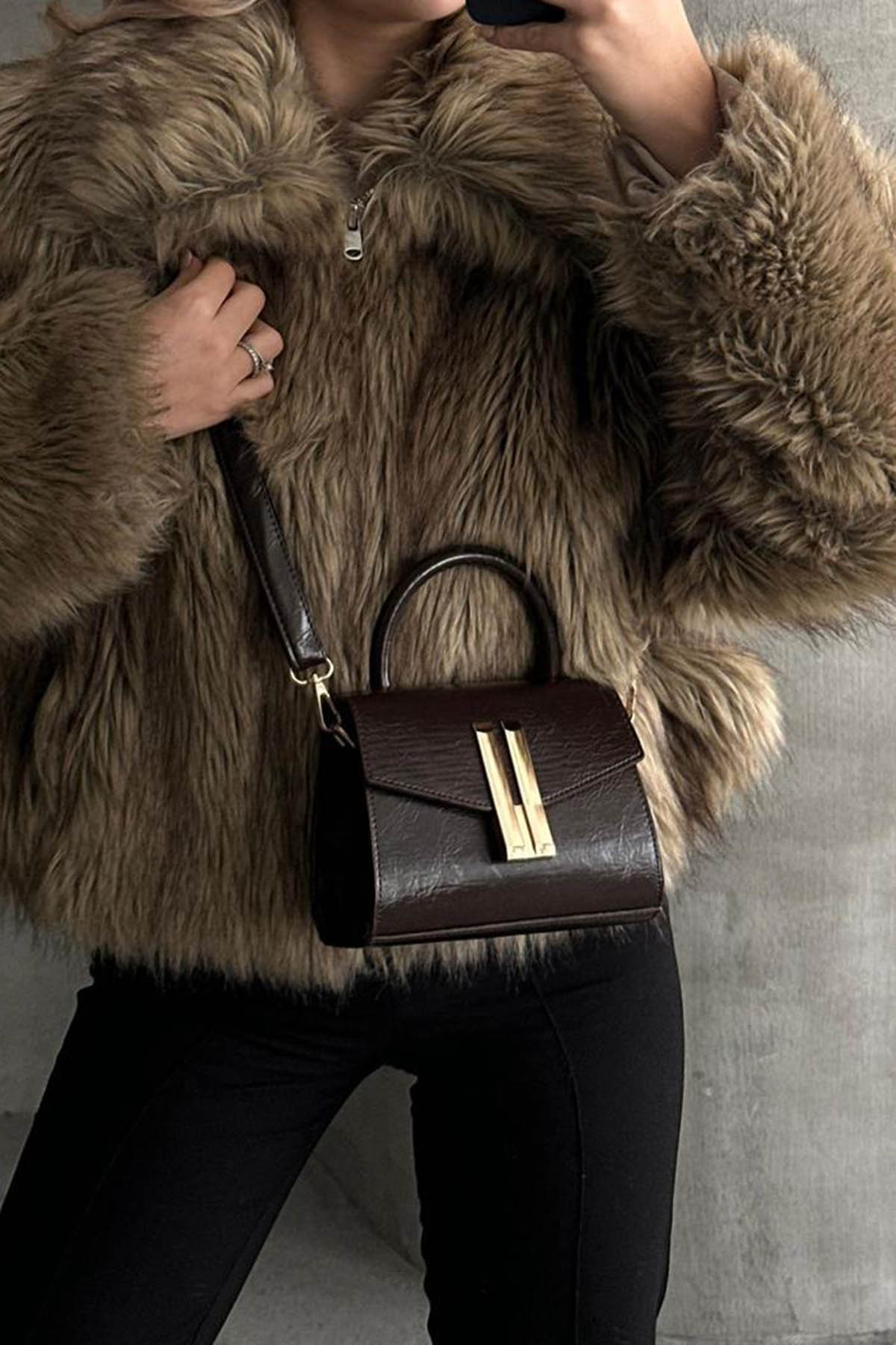 Lamelif Montanna Model Kadın El Ve Omuz Çantası Acı Kahve