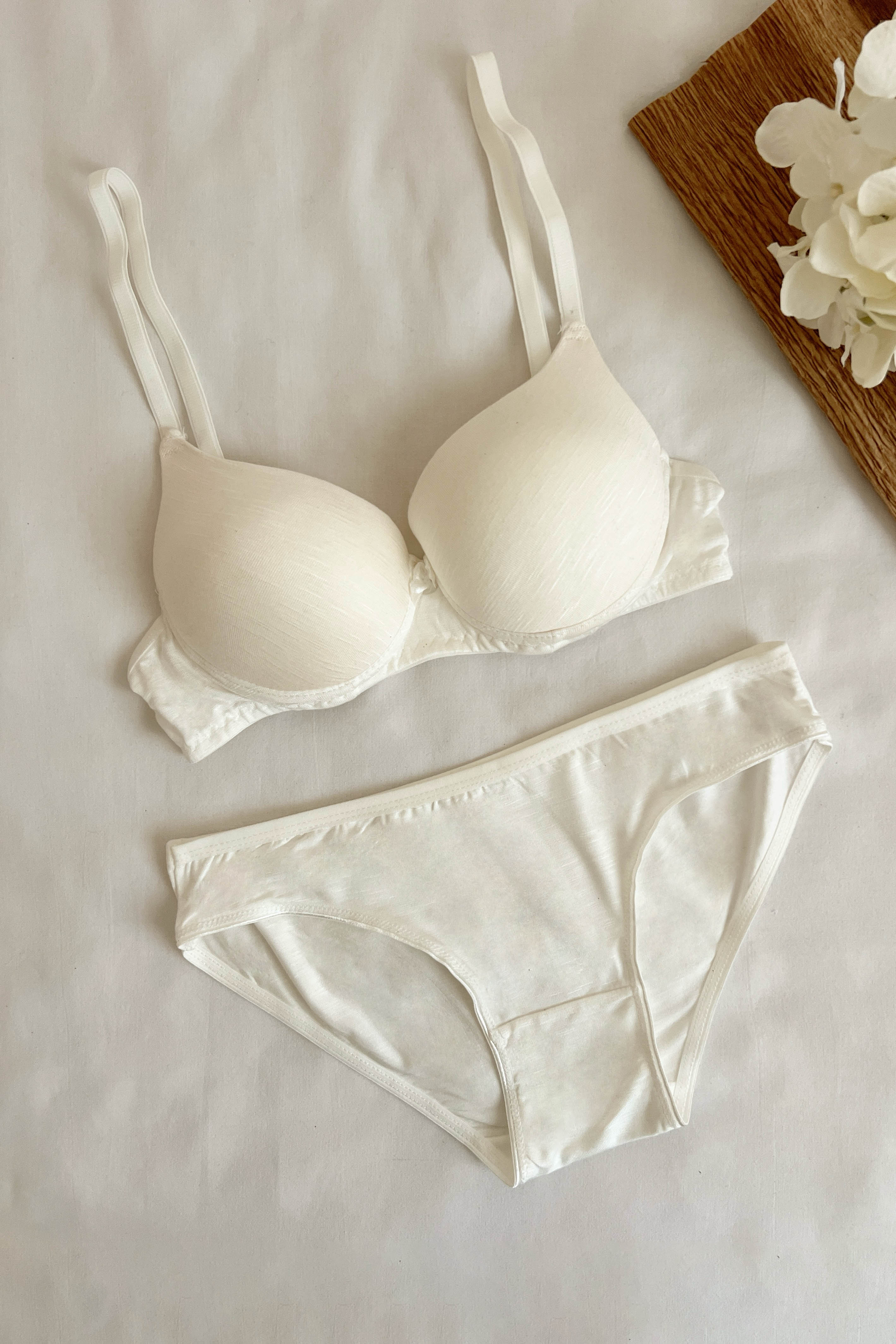 Lamelif Penye Destekli Takım Ekru Renk