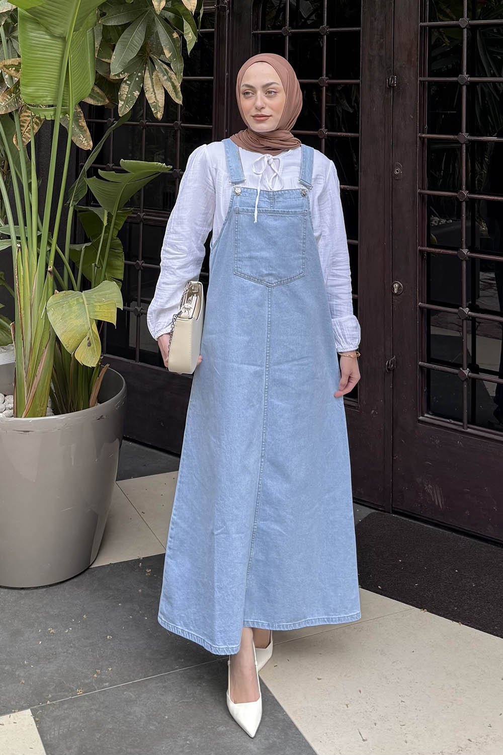 Ice Blue Normal Neck Denim Dresess