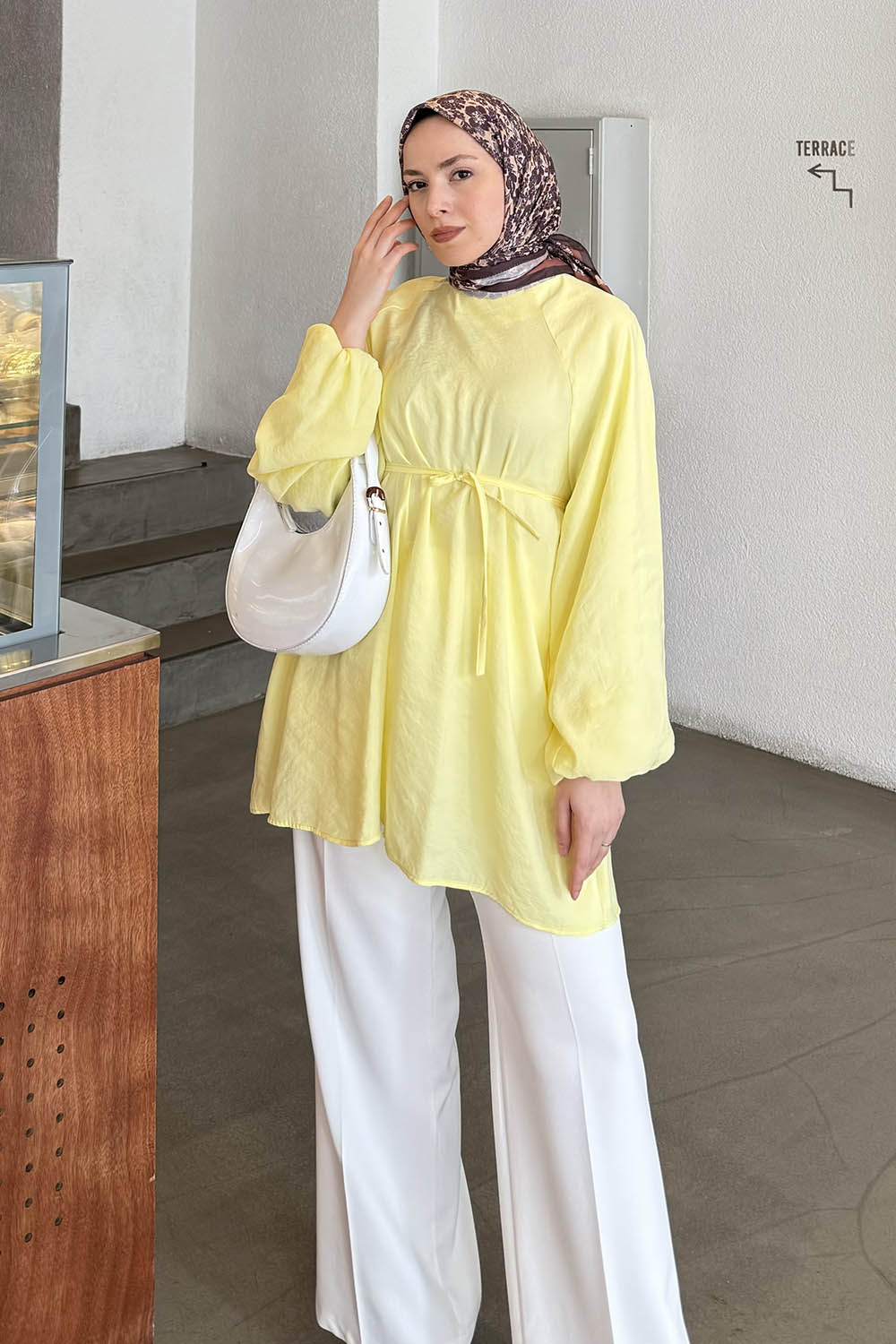 Lamelif Kuşak Bağlamalı Tunik Sarı