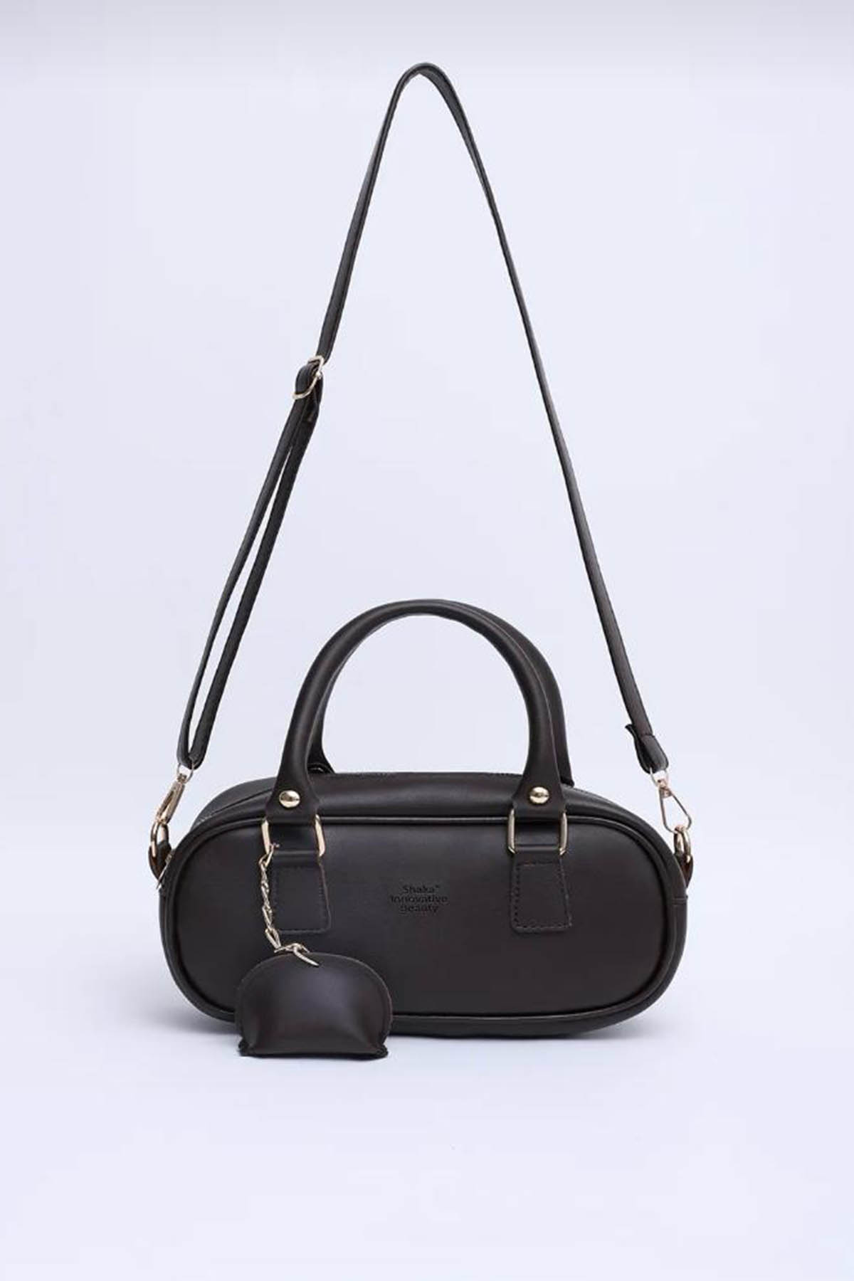 Lamelif Charm Detaylı Fermuarlı Ayarlanabilir Askılı El, Kol ve Omuz Çantası Acı Kahve