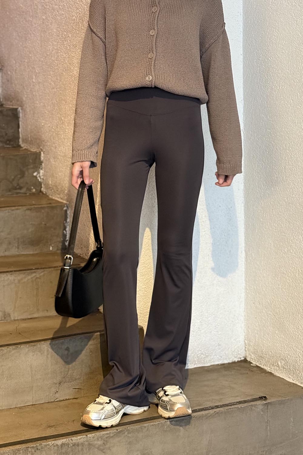 Lamelif İspanyol Paça Tayt Pantolon Füme