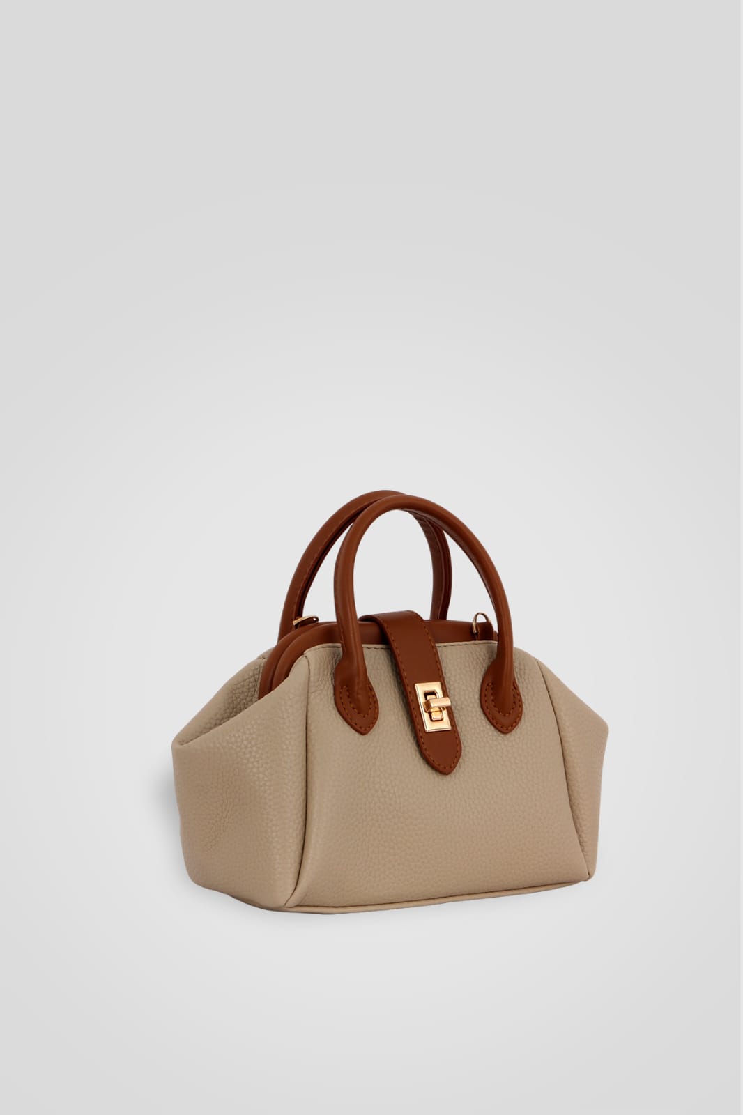 Lamelif Burslu Kilit Detaylı Ayarlanabilir Askılı Kadın El Kol Ve Omuz Çantası Vizonrengi