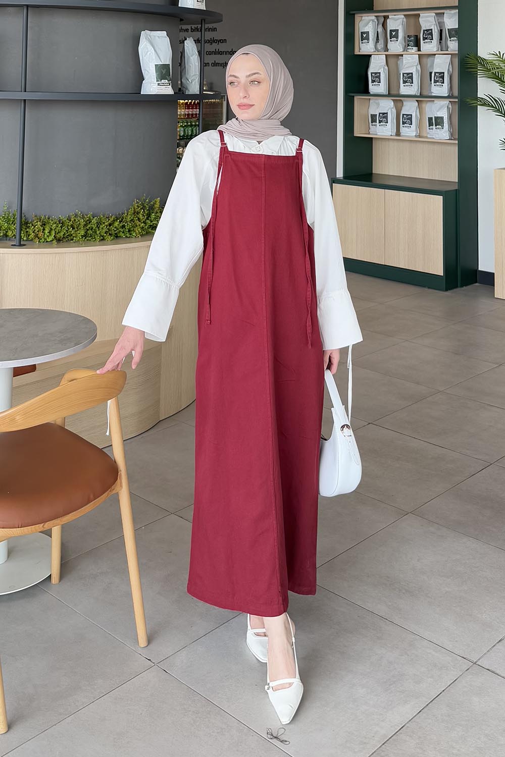 Lamelif Gabardin Tesettür Jile Bordo