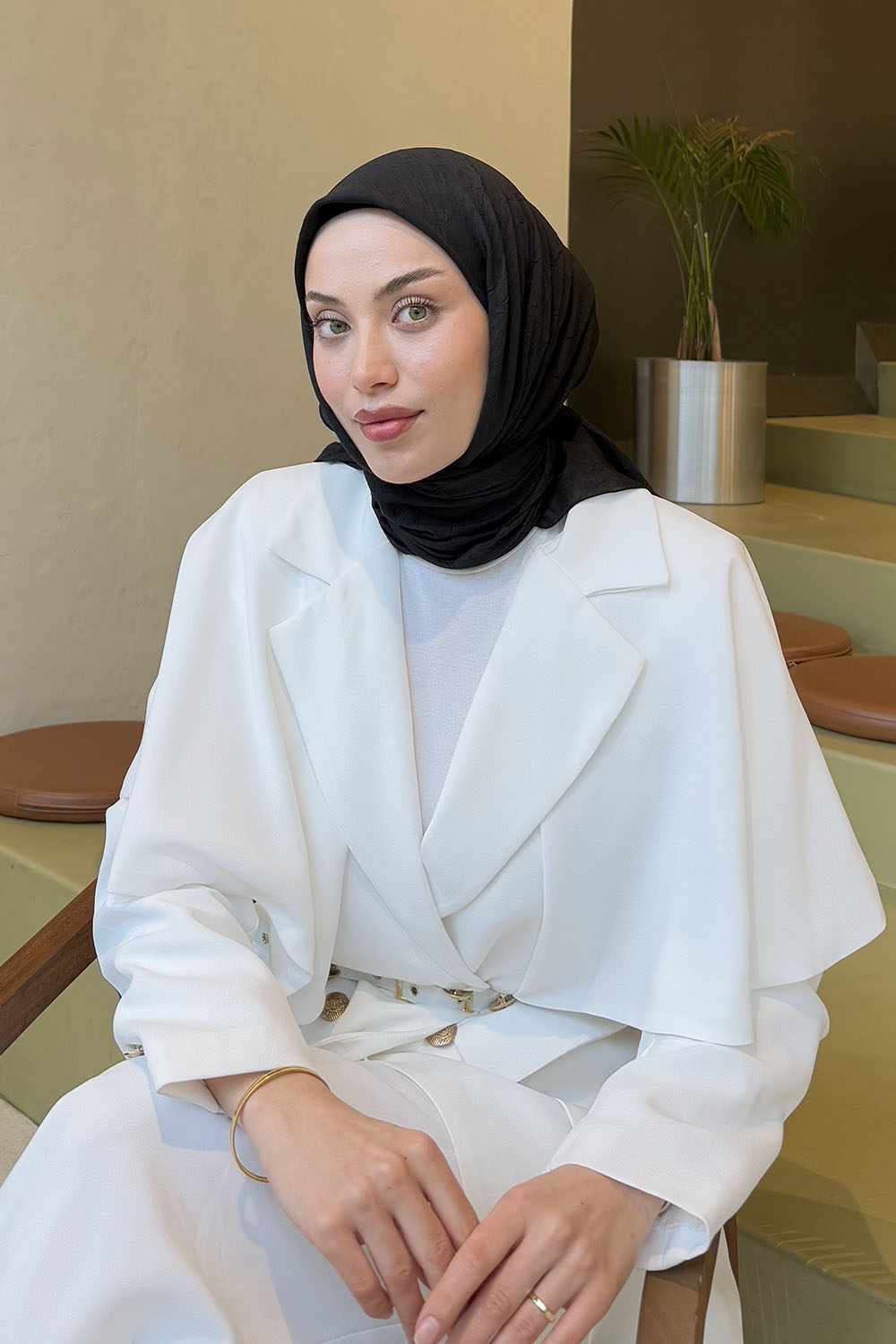 Lamelif Bambu Eşarp Siyah