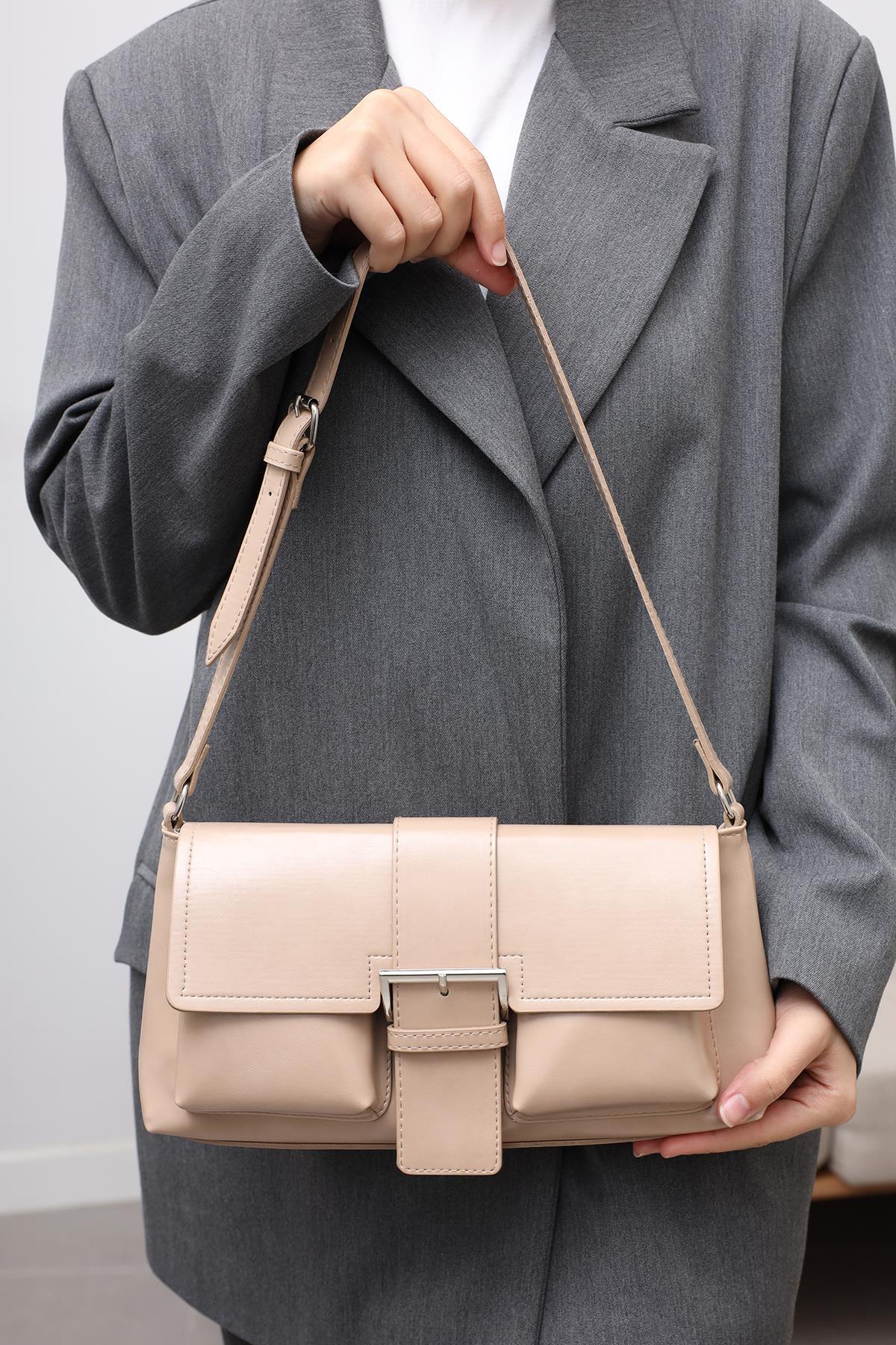 Lamelif Holly Kadın El ve Omuz Çantası Vizonrengi