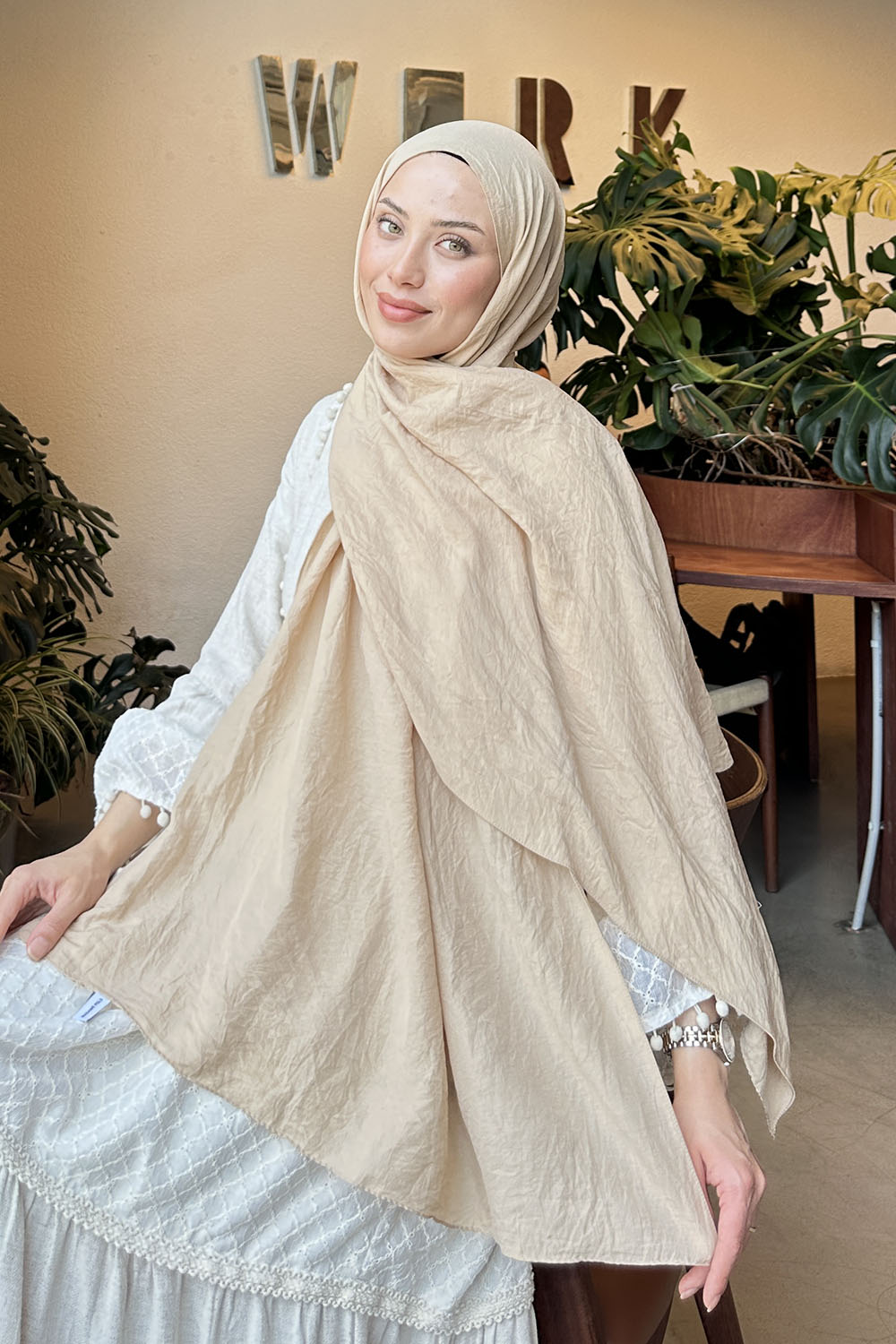 Lamelif Comfort Pamuk Şal Camel