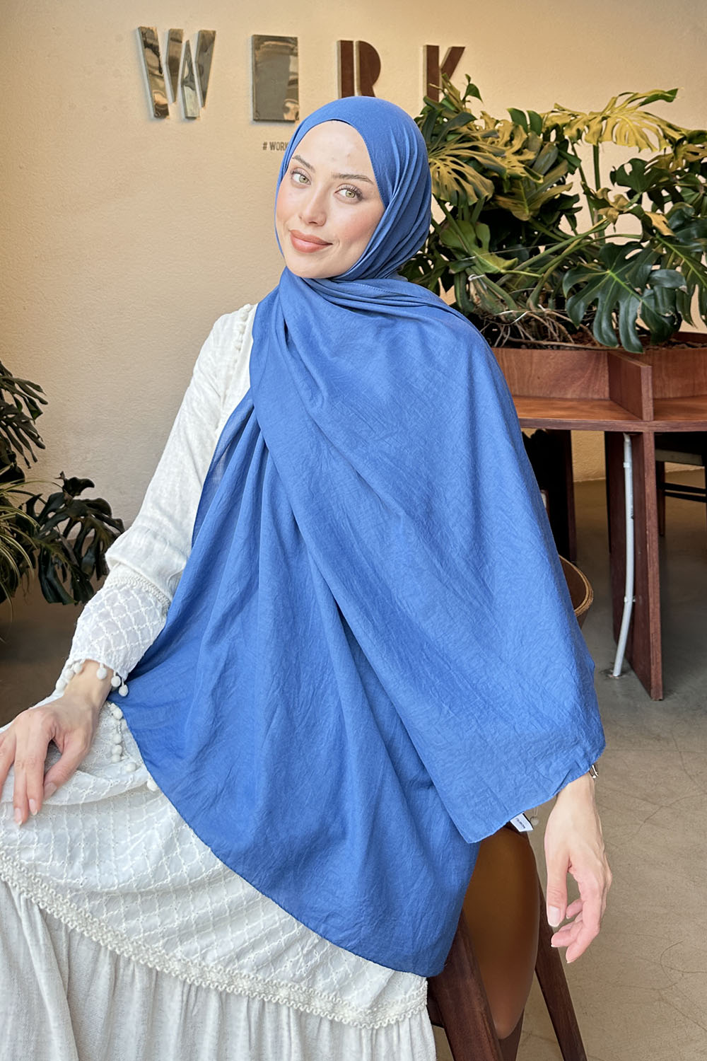 Lamelif Comfort Pamuk Şal İndigo