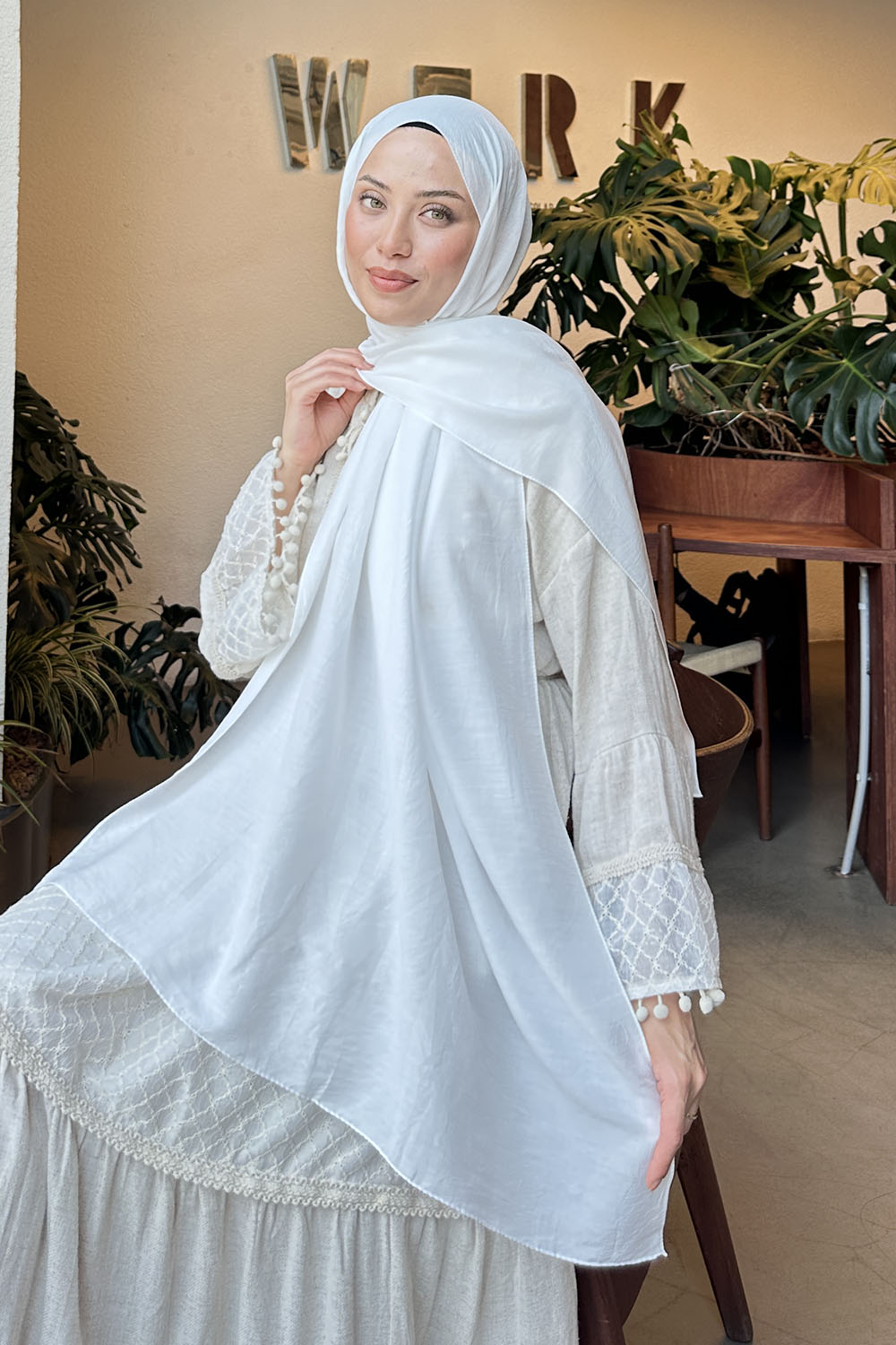 Lamelif Comfort Pamuk Şal Kırık Beyaz