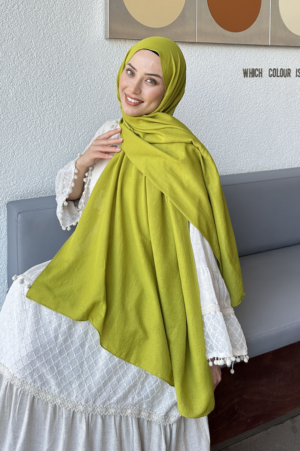 Lamelif Comfort Pamuk Şal Yağ Yeşili