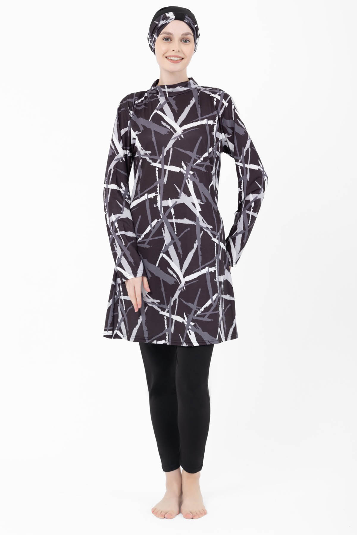 Lamelif Haşama Tesettür Mayo Hijap Antrasit