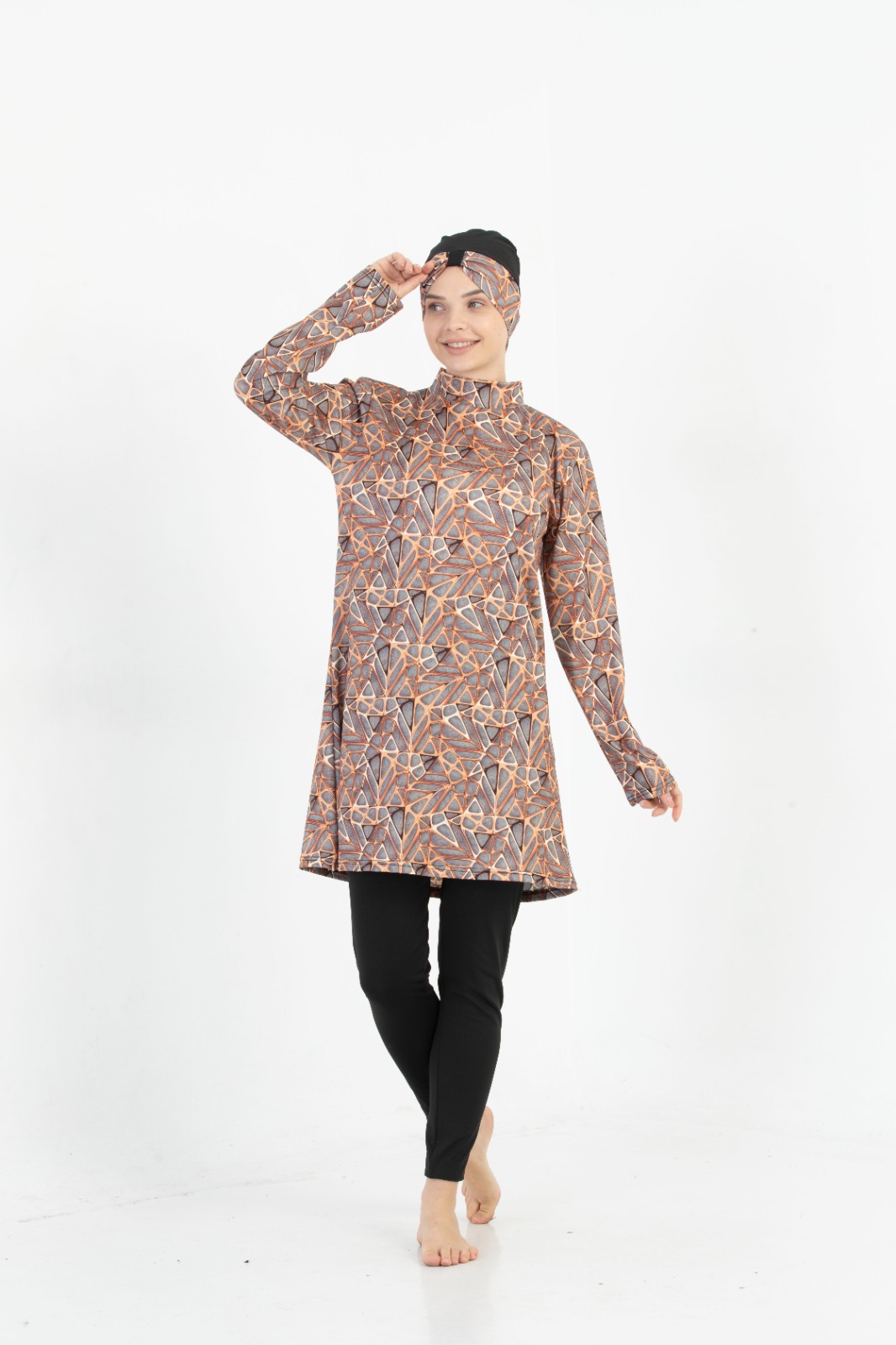 Lamelif Haşama Tesettür Mayo Hijap Kiremit