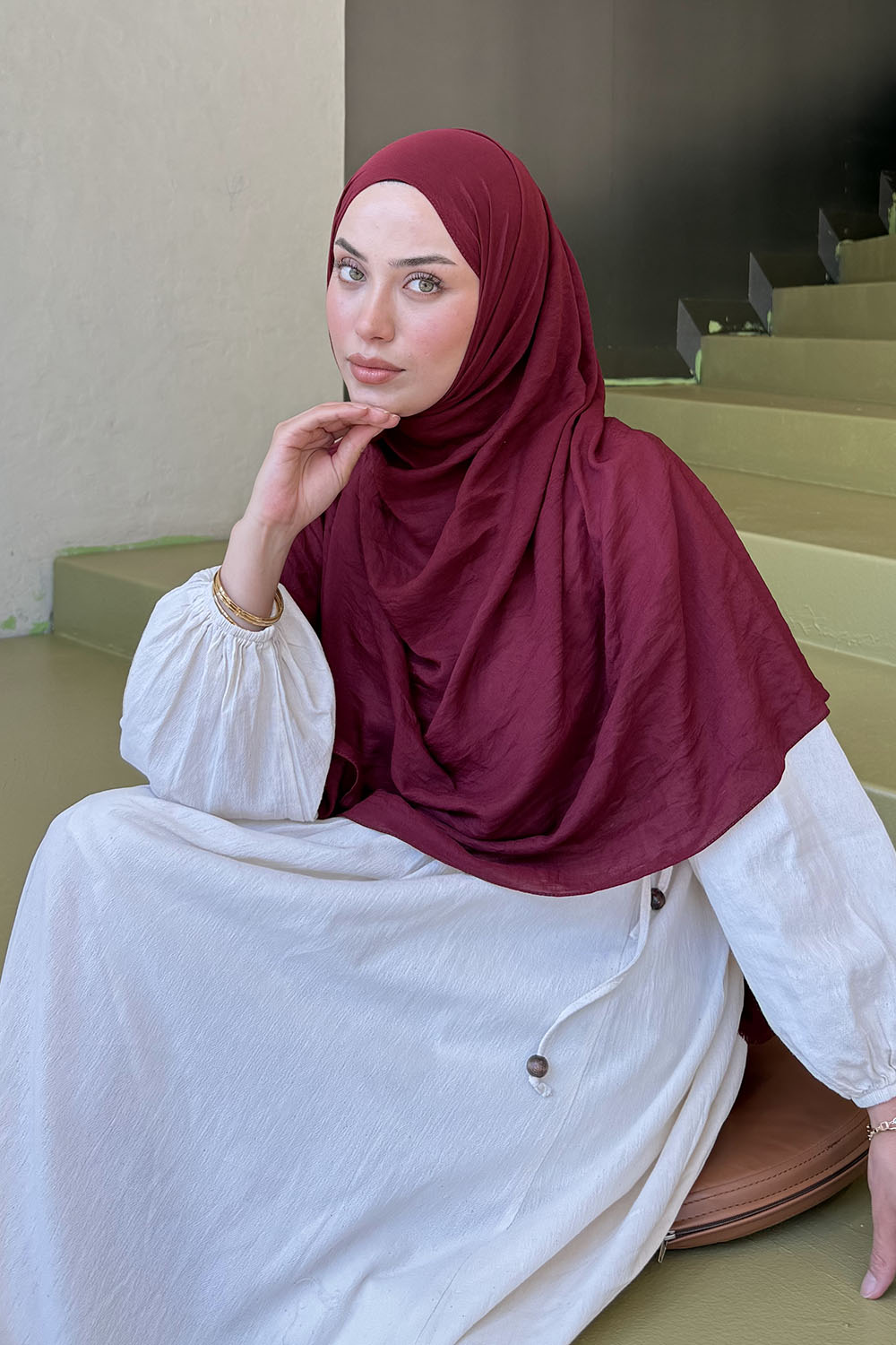 Lamelif Organik Premium Şal Bordo