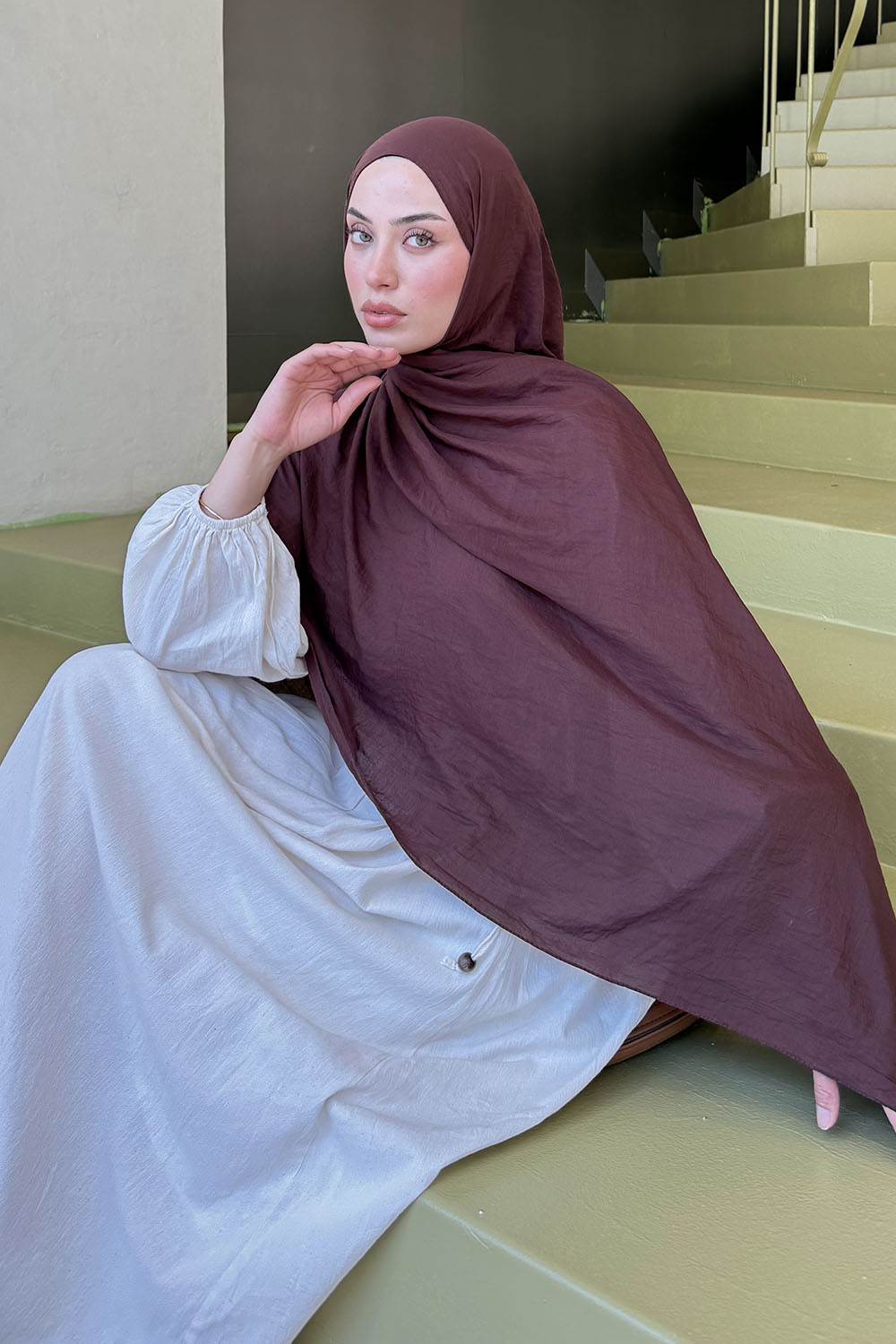 Lamelif Organik Premium Şal Çikolata Kahve