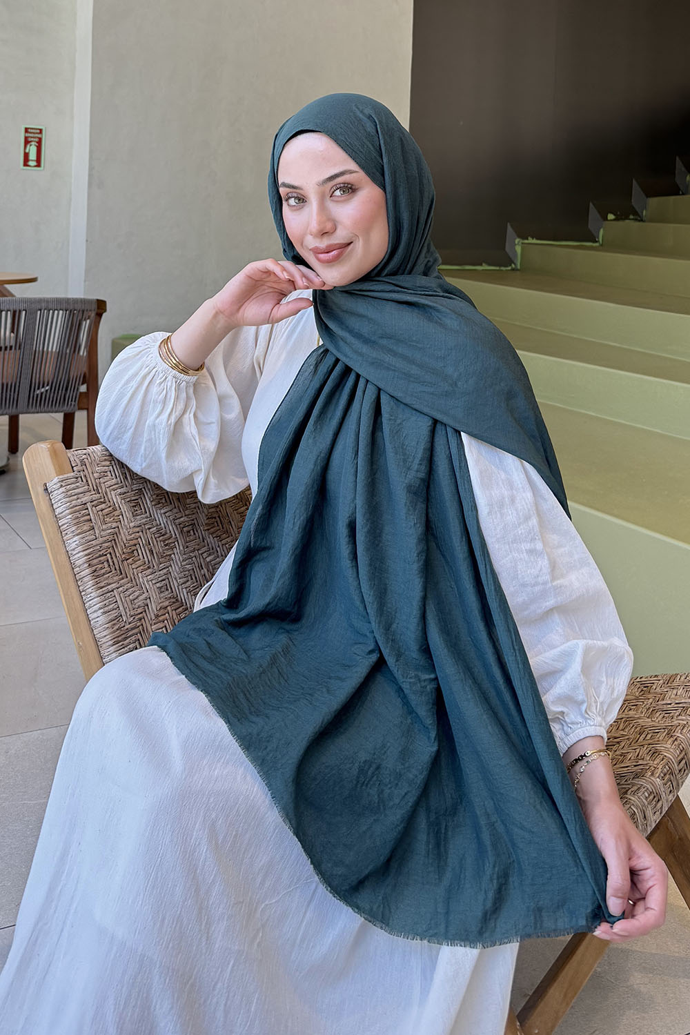 Lamelif Organik Premium Şal Yaprak Yeşili