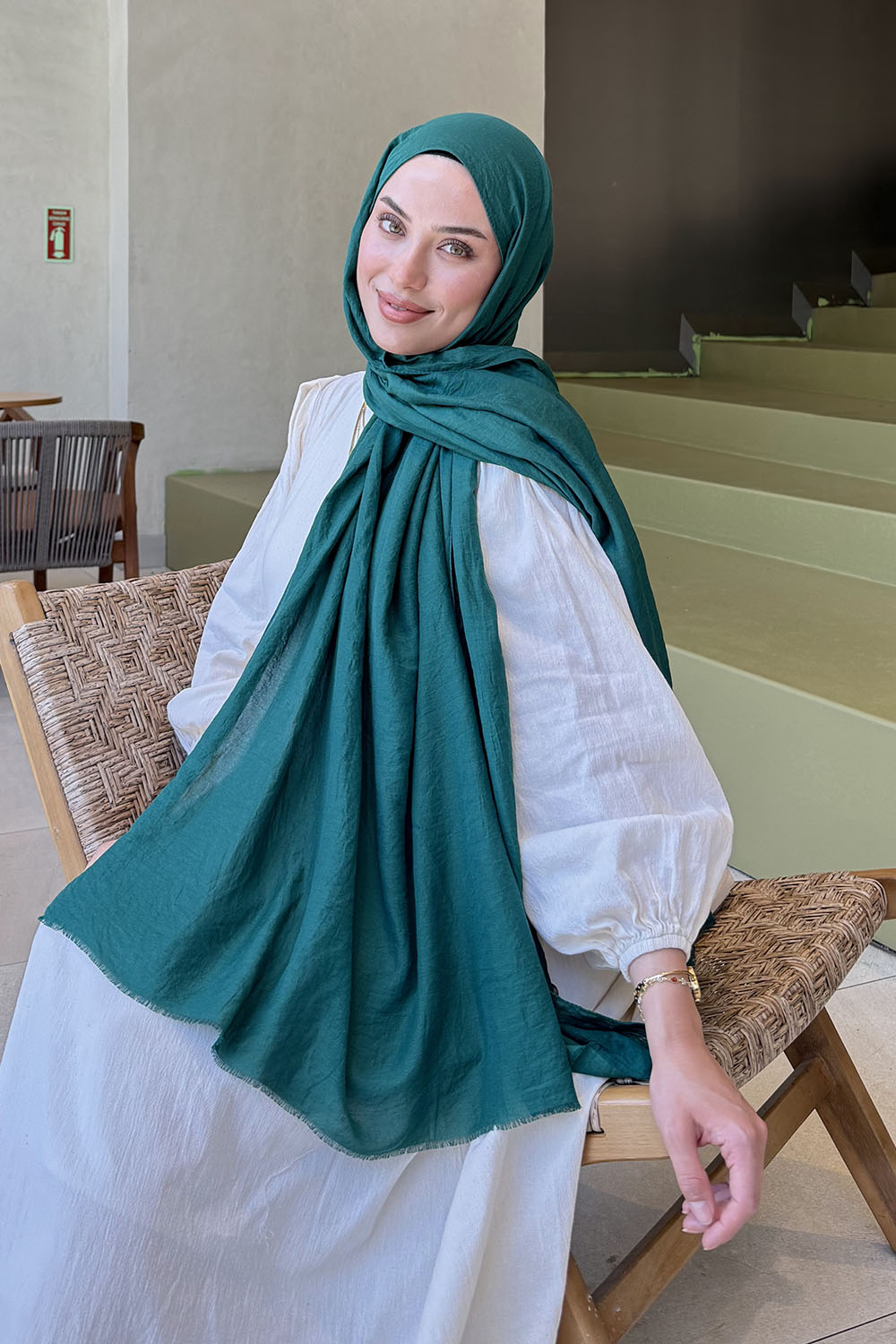 Lamelif Organik Premium Şal Zümrüt Yeşili