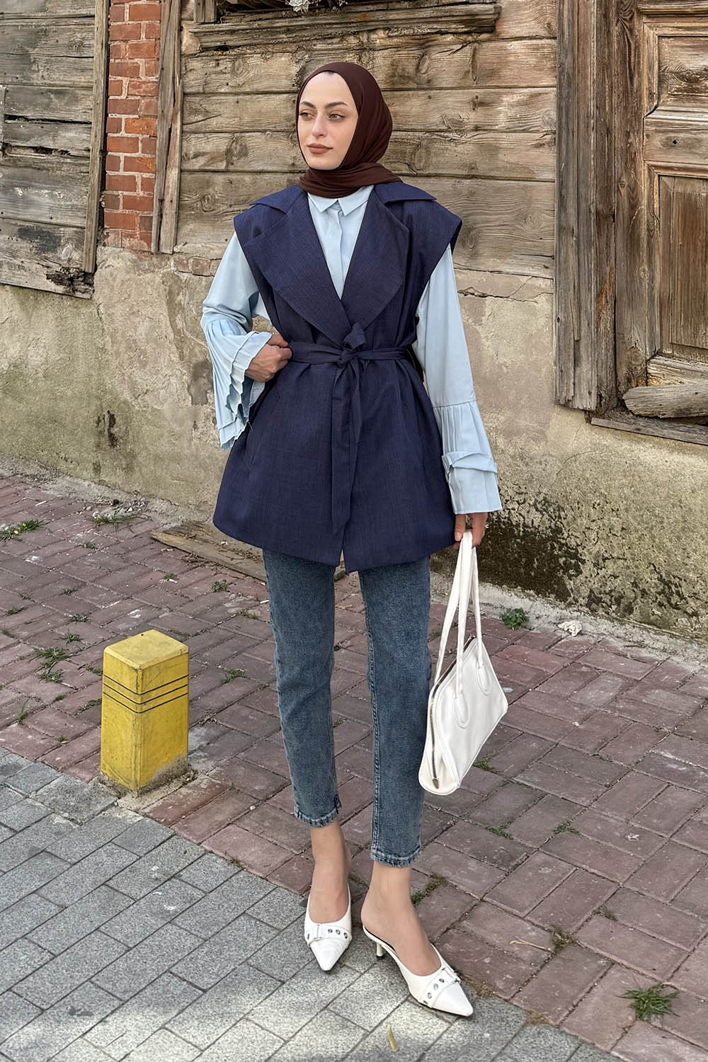 Lamelif Kolsuz Tesettür Yelek Lacivert