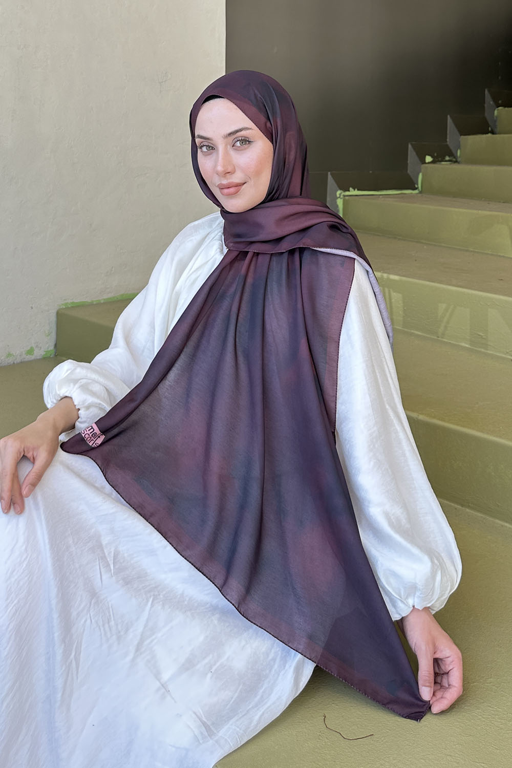 Lamelif Batik Desen Soft Şal Acı Kahve