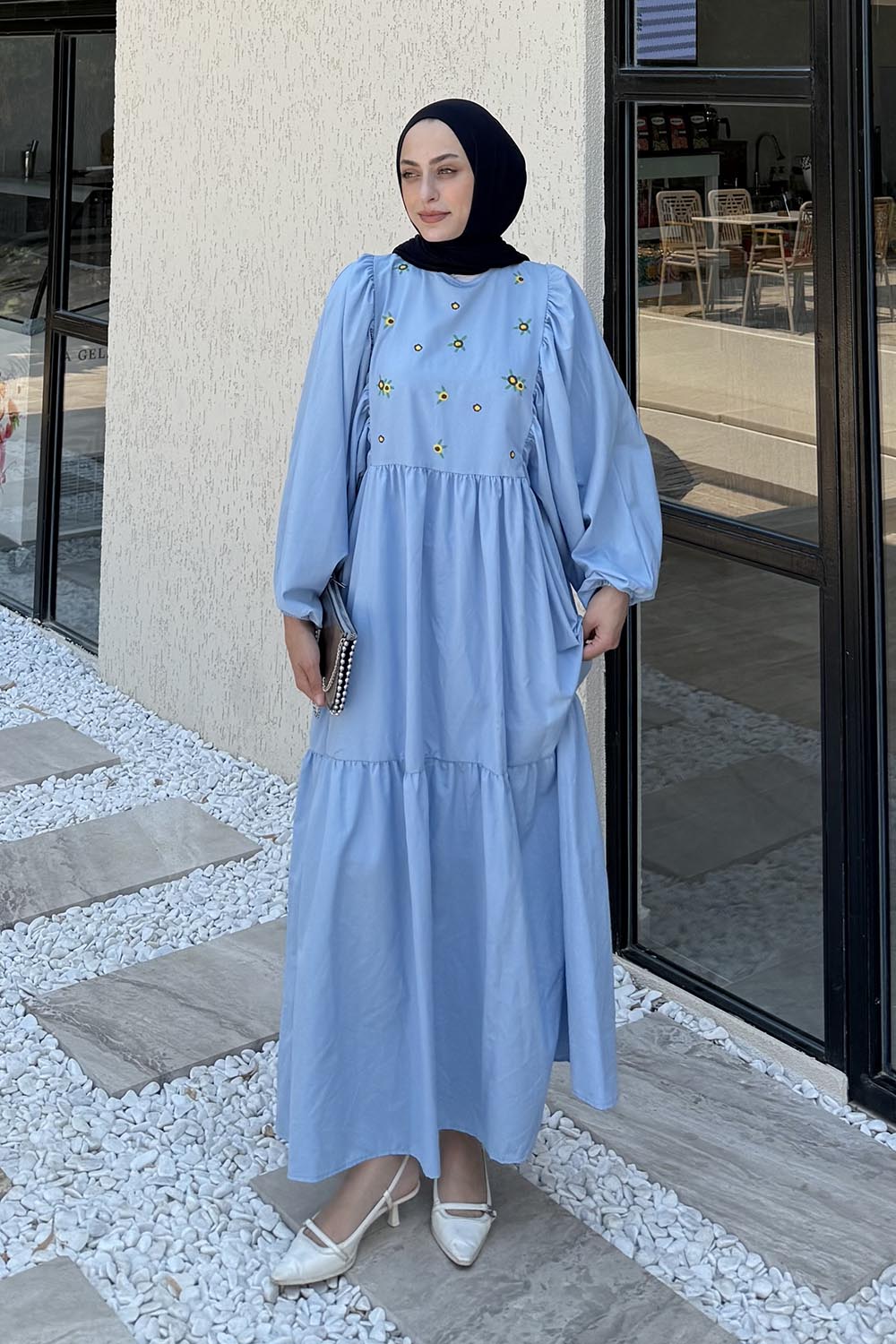 Lamelif Elica Tesettür Elbise Bebe Mavisi