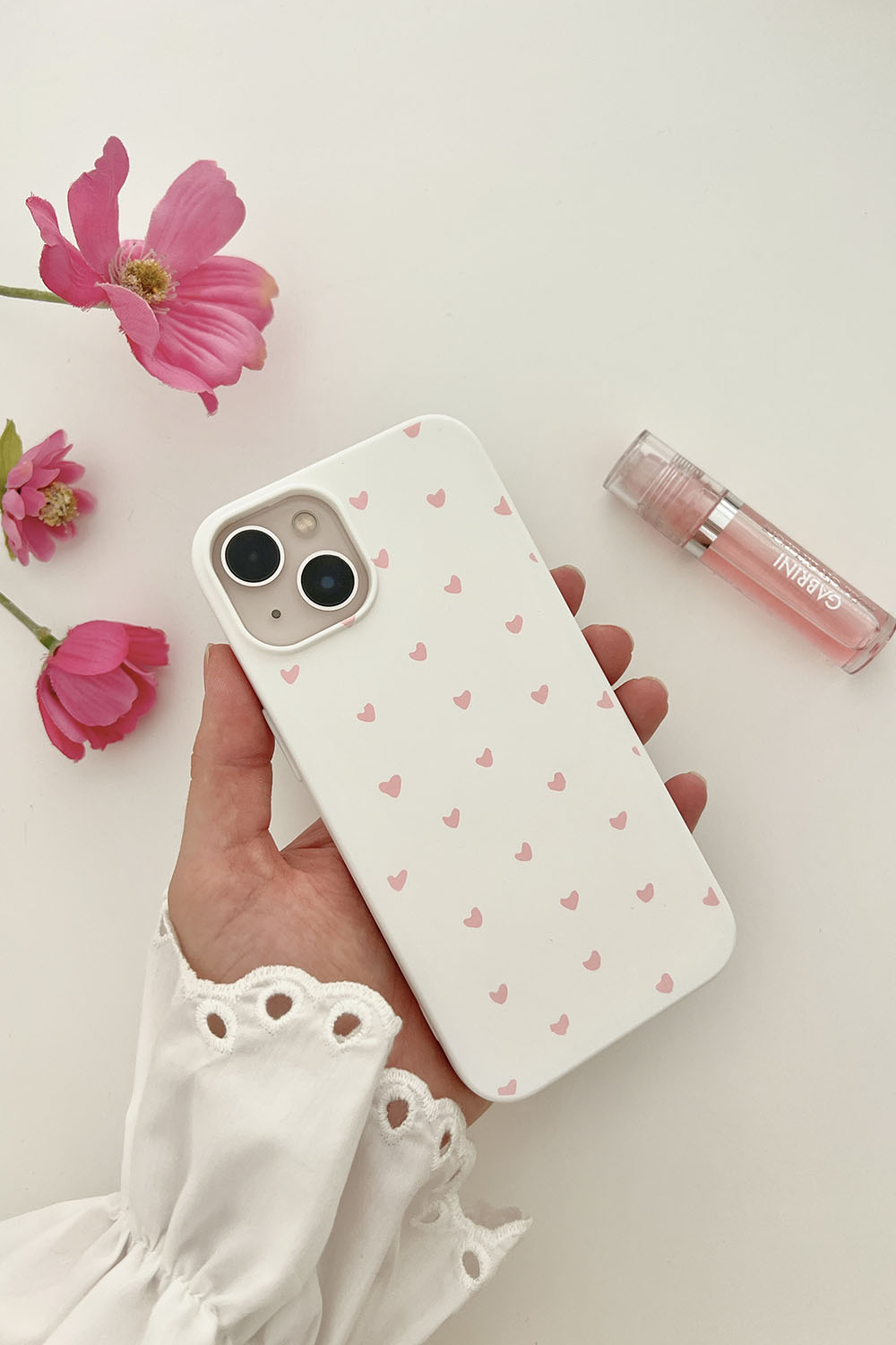 Lamelif  ıPhone 13-14 Minik Kalp Baskılı Telefon Kılıfı