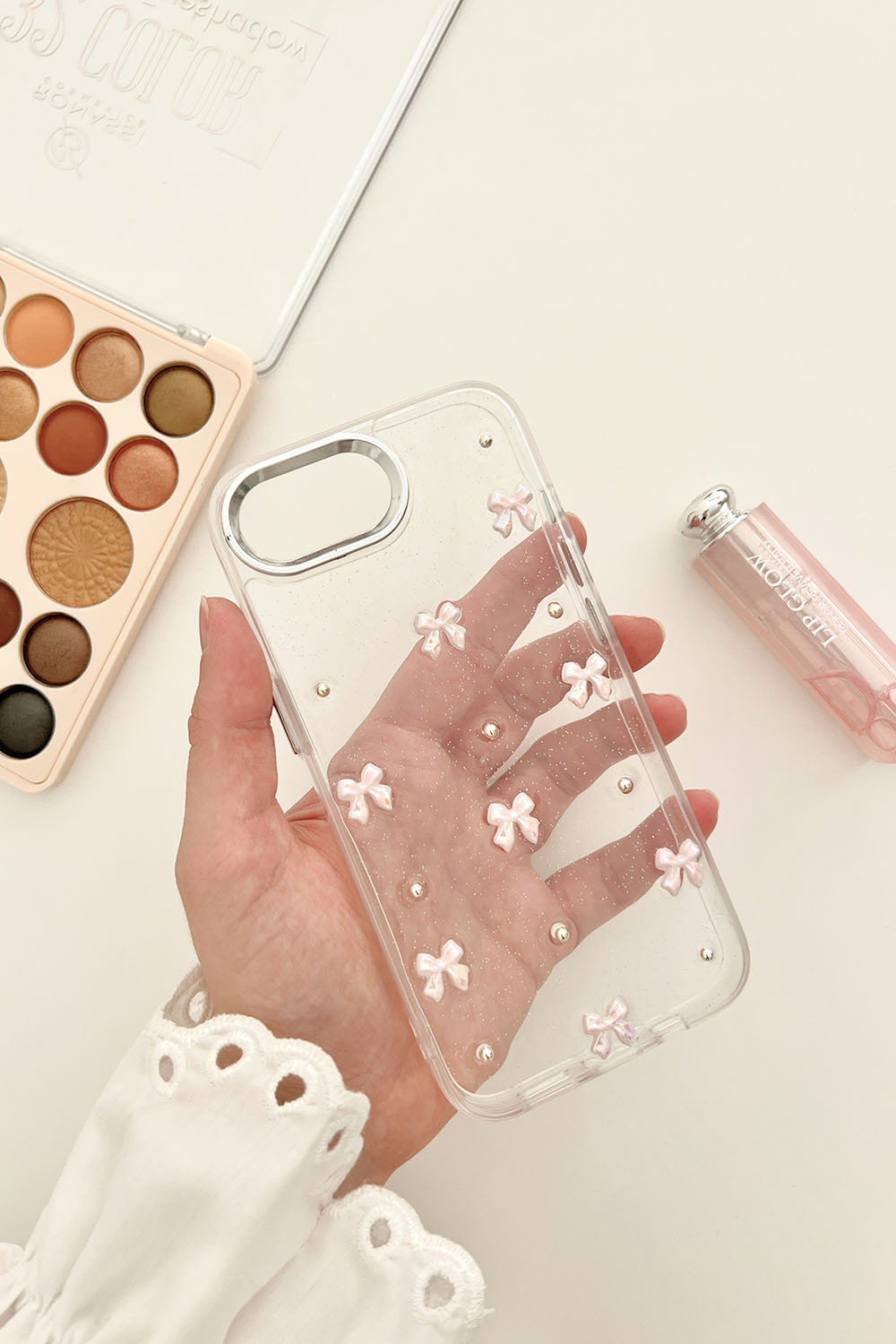 Lamelif ıPhone 16 E Şeffaf Pembe Kurdale Kabartmalı Telefon Kılıfı