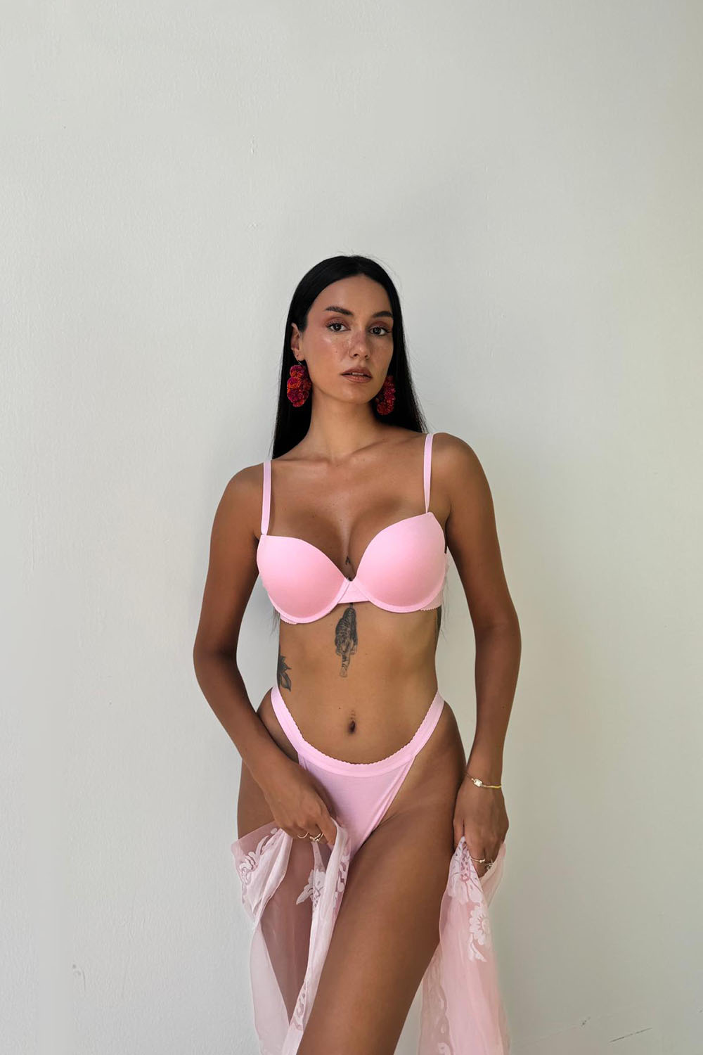 Pink Cotton Fabric Underwire Support Bralet