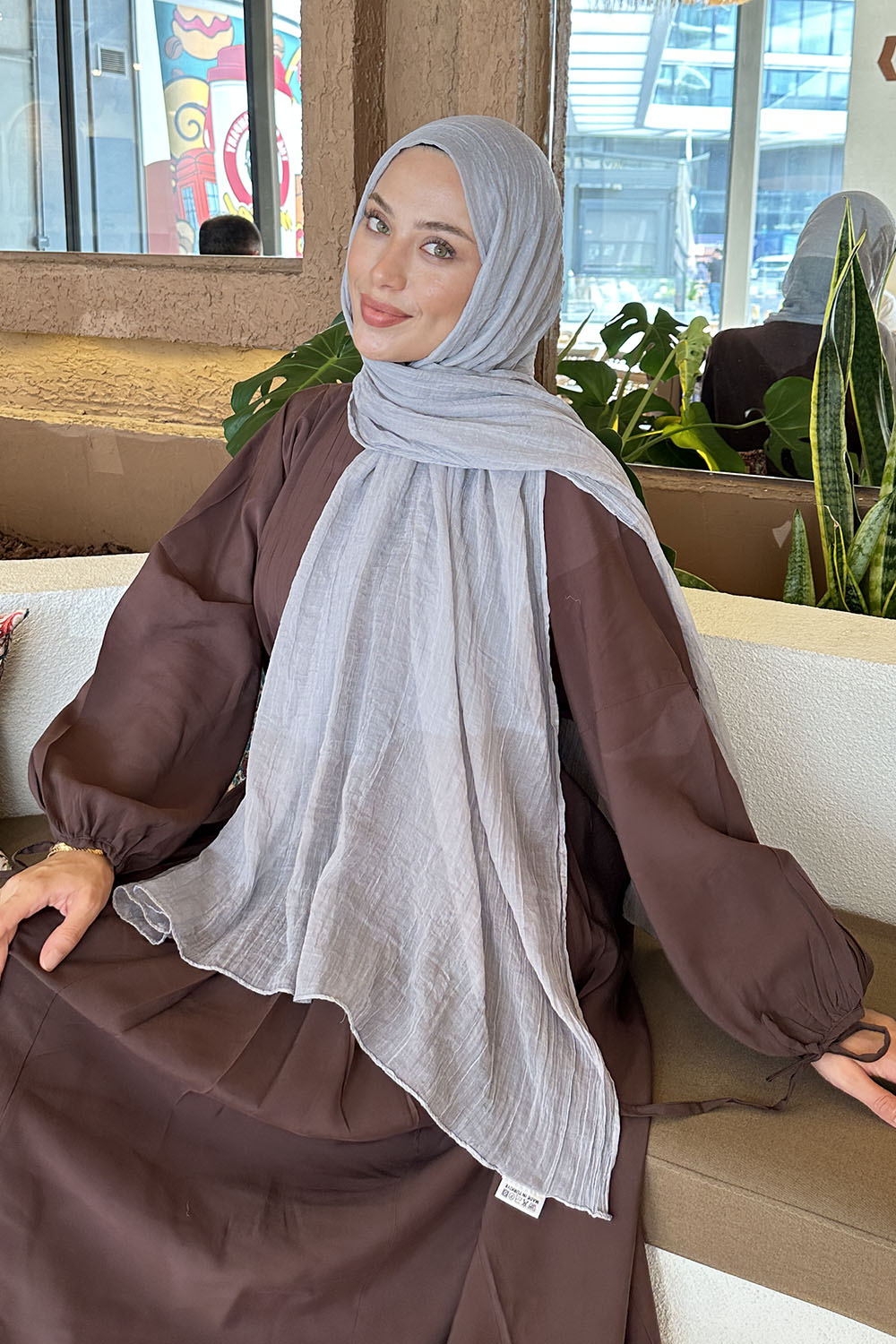 Lamelif Müslin Şal Açık Gri