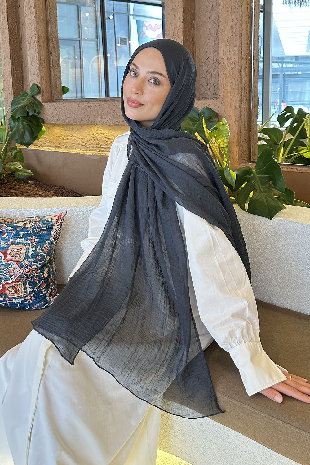 Lamelif Müslin Şal Antrasit