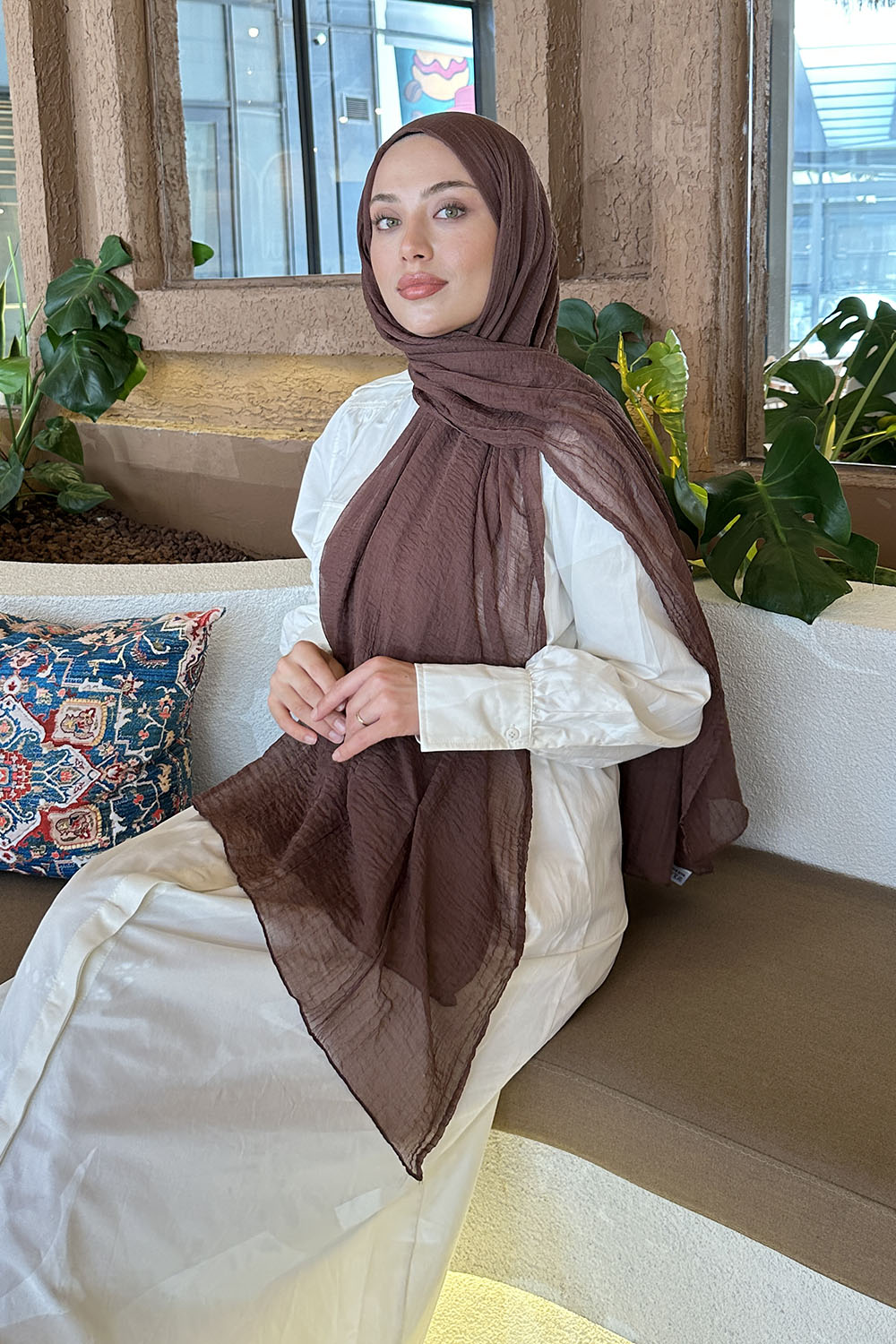 Chocolate Brown Cotton Fabric Straight Shawl