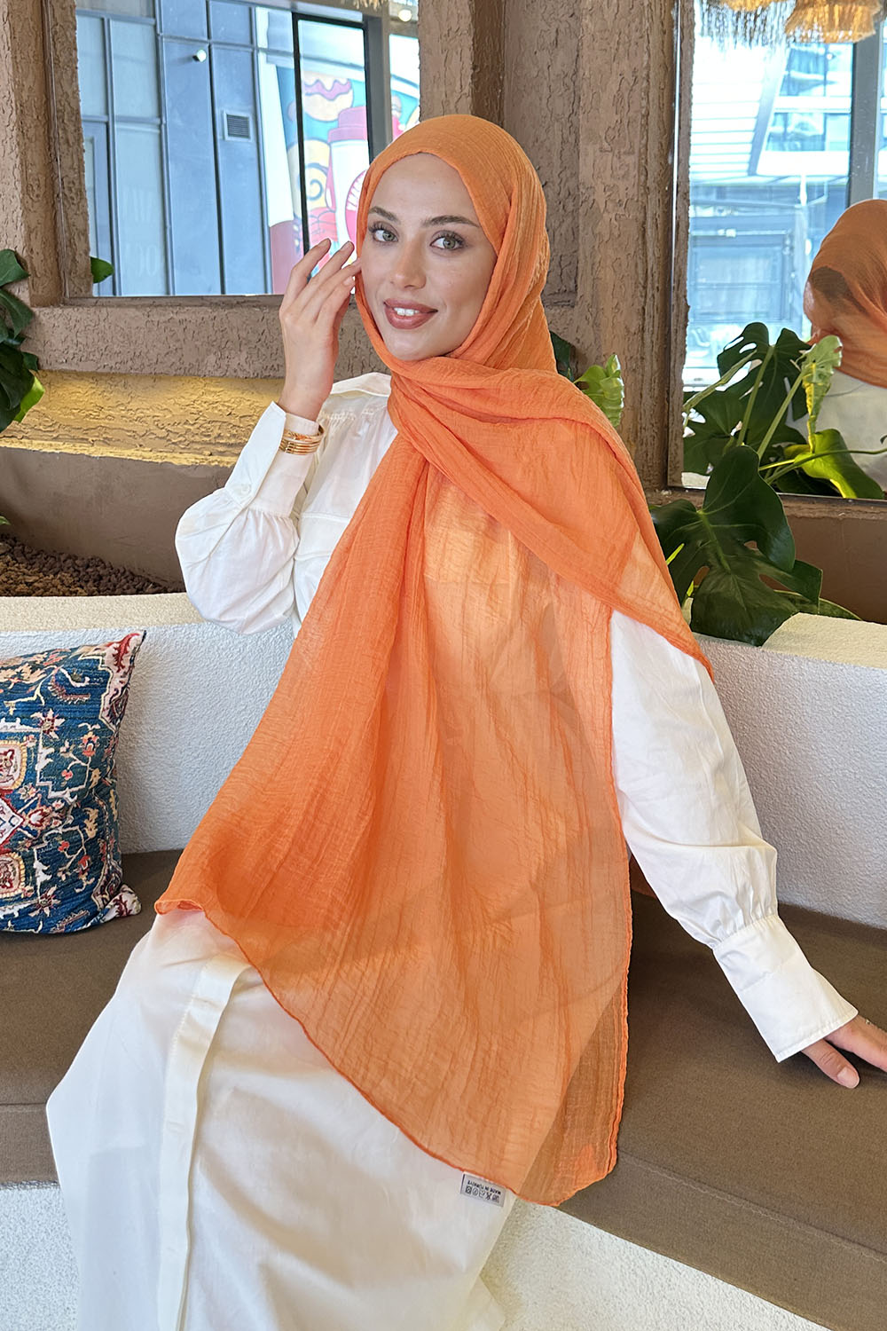 Lamelif Müslin Şal Oranj