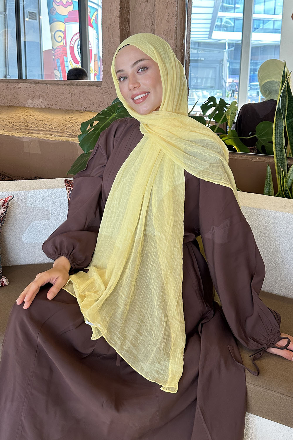 Lamelif Müslin Şal Sarı