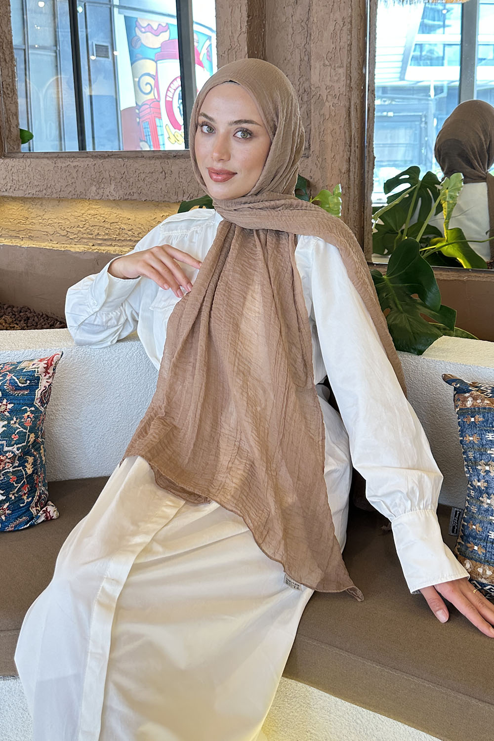 Lamelif Müslin Şal Sütlü Kahve