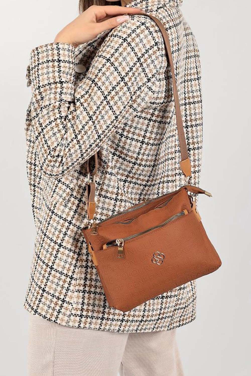 Tan Buckle Skin Hand Bag Bag
