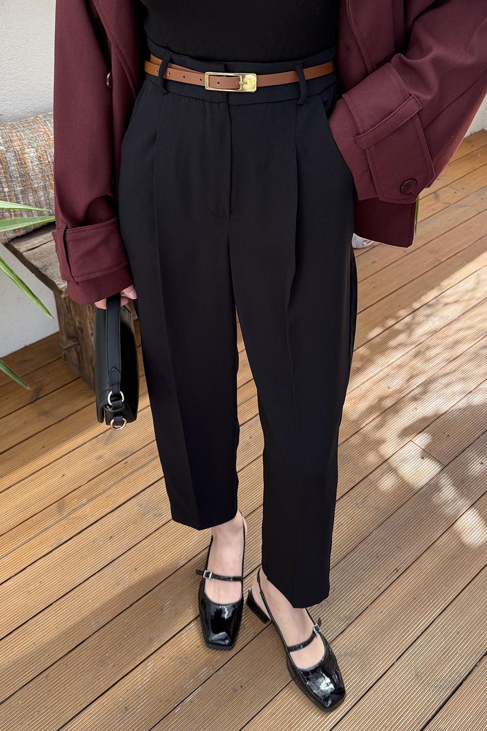 Lamelif Havuç Pantolon Siyah