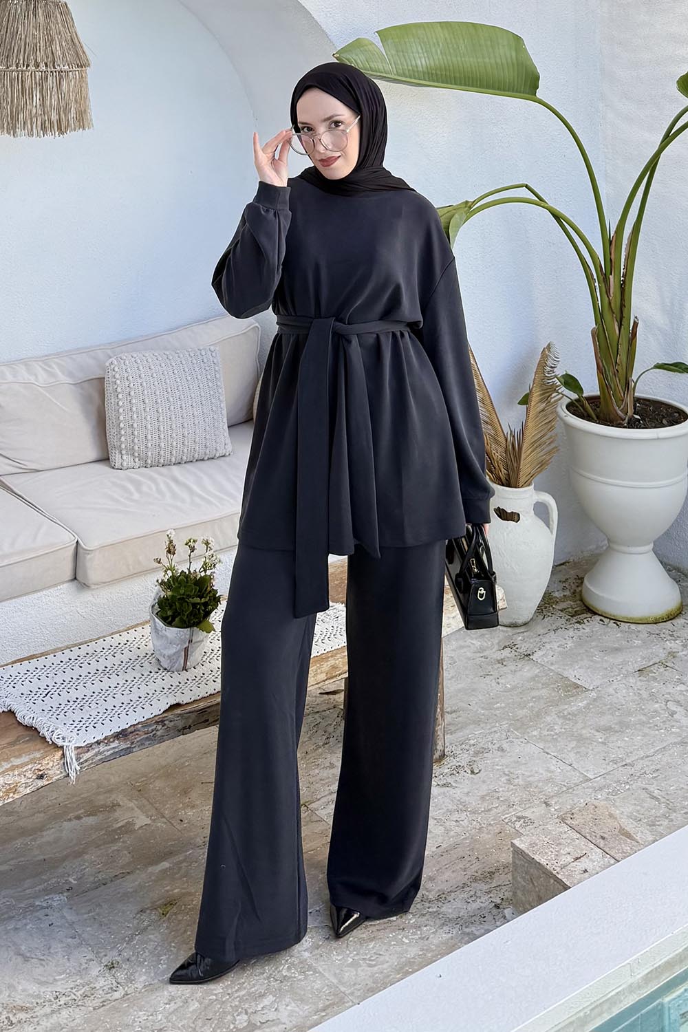 Lamelif Oysho Bağlama Detaylı İkili Takım Siyah