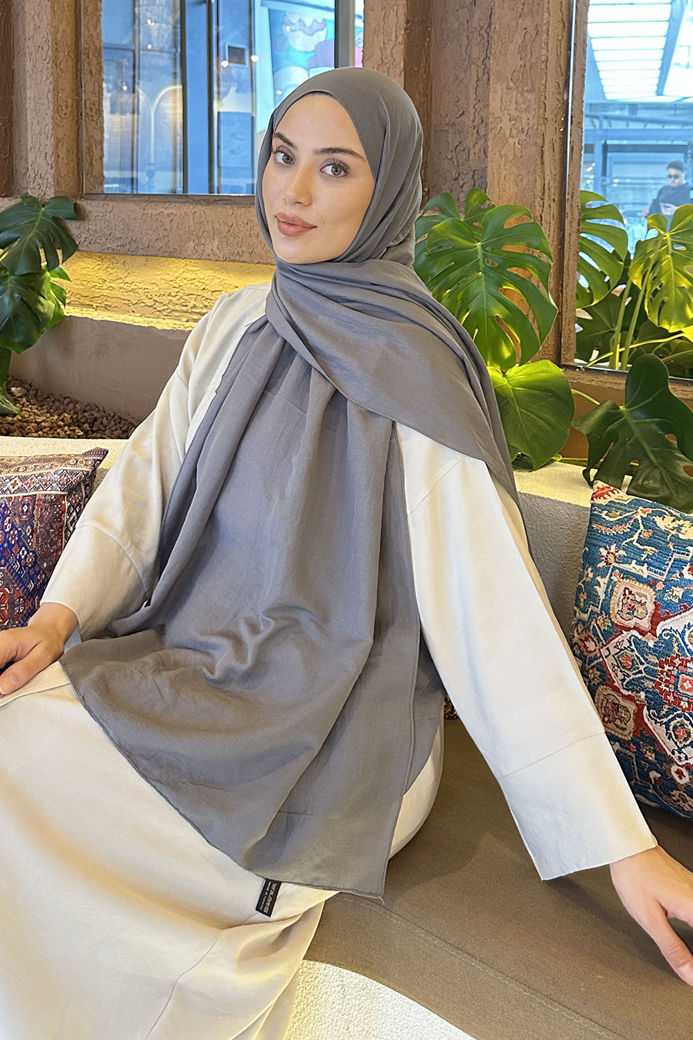 Lamelif Comfort Pamuk Şal Füme