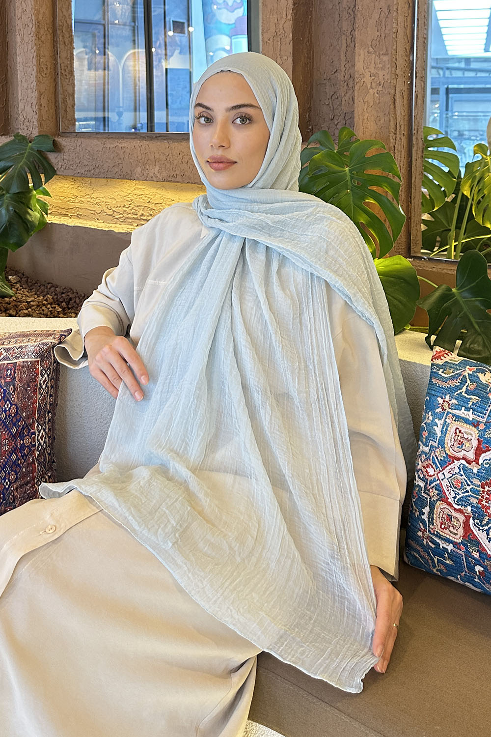 Lamelif Müslin Şal Turkuaz