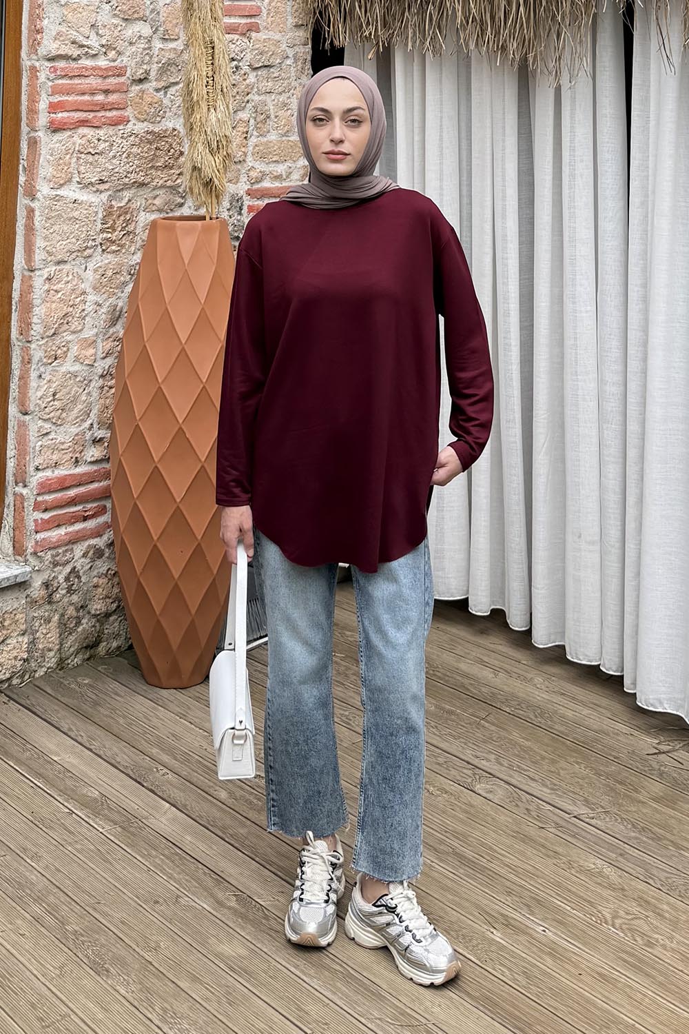 Lamelif Basic Sweat Bordo