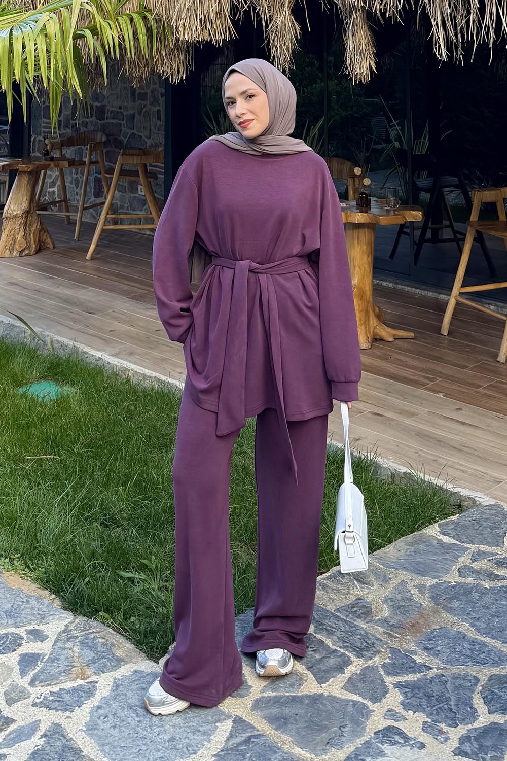 Lamelif Oysho Bağlama Detaylı İkili Takım Bordo